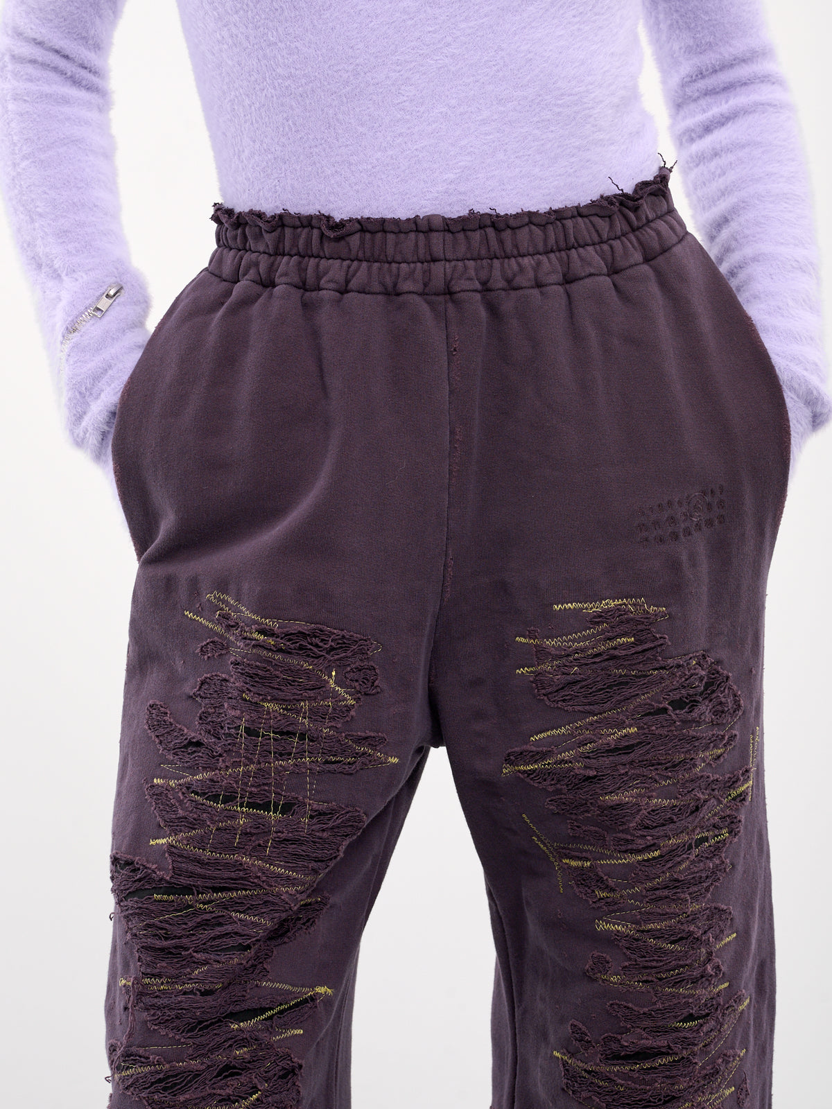 Distressed Sweatpants (S62KB0214-M25004-DARK-PURPLE)