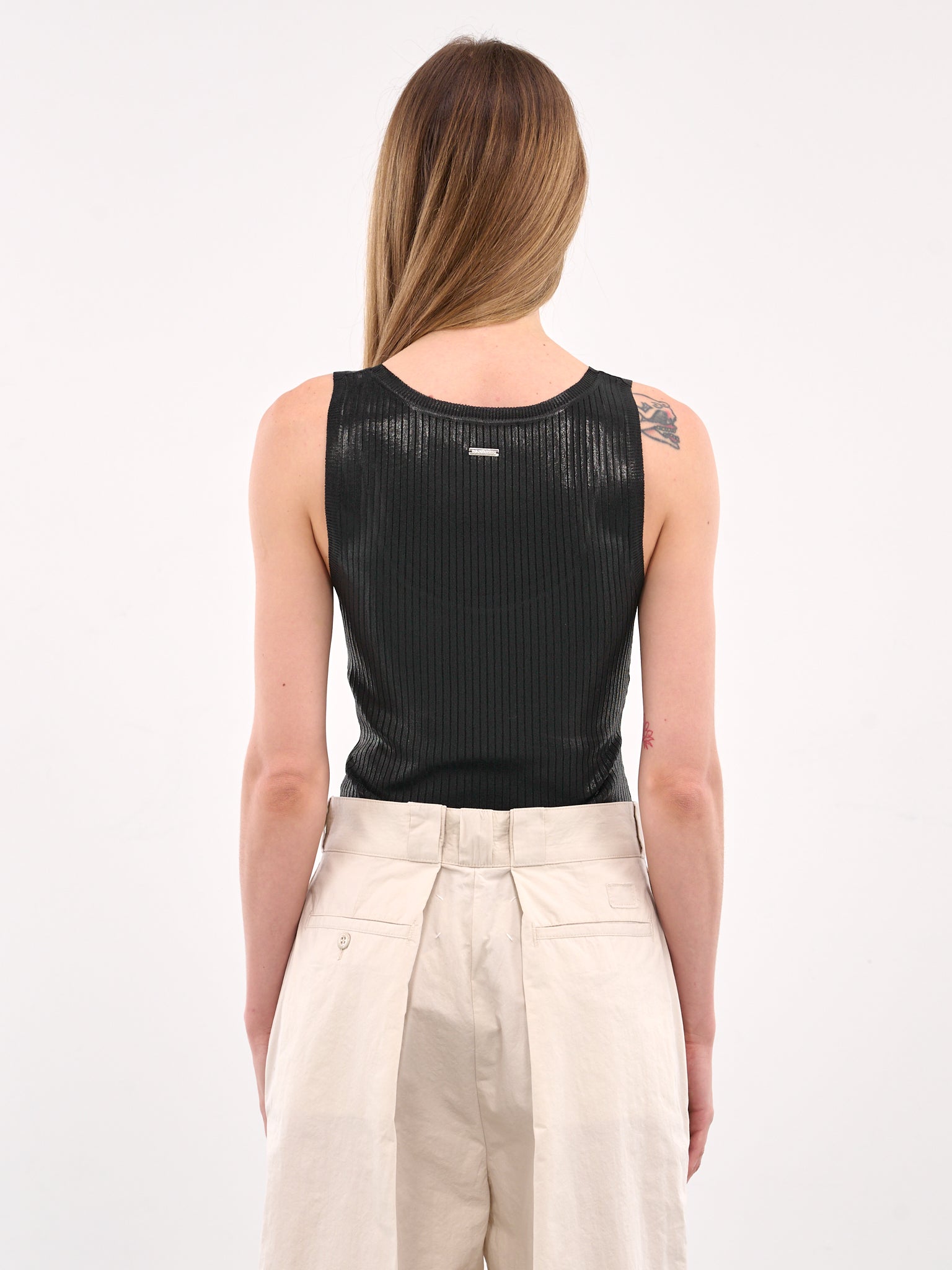 Coated Rib-Knit Tank Top (S72HA1232-D13114-BLACK)