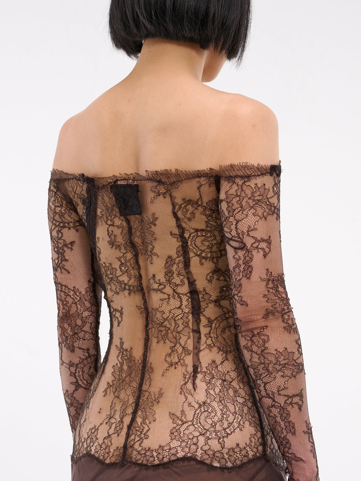 Lace Paneled Gown (SBHL069-BROWN)