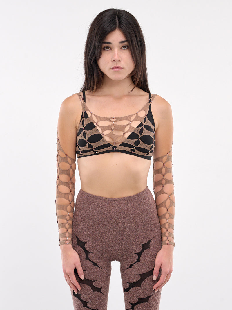 Argyle Long Sleeve Crop Top (SF02C-CHESTNUT)