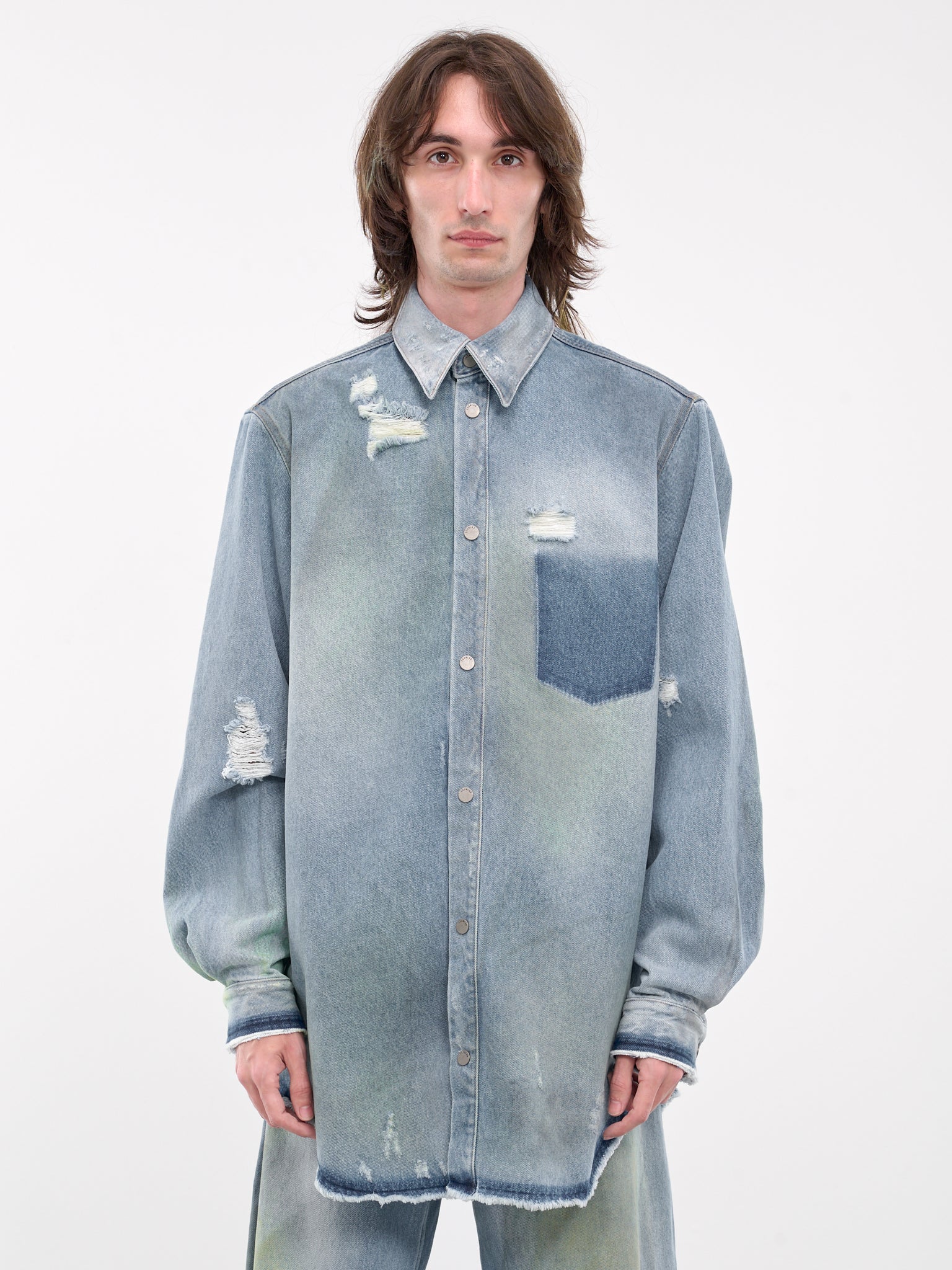 Distressed Denim Shirt (SH-003-DENIM-C-DENIM-BLUE)