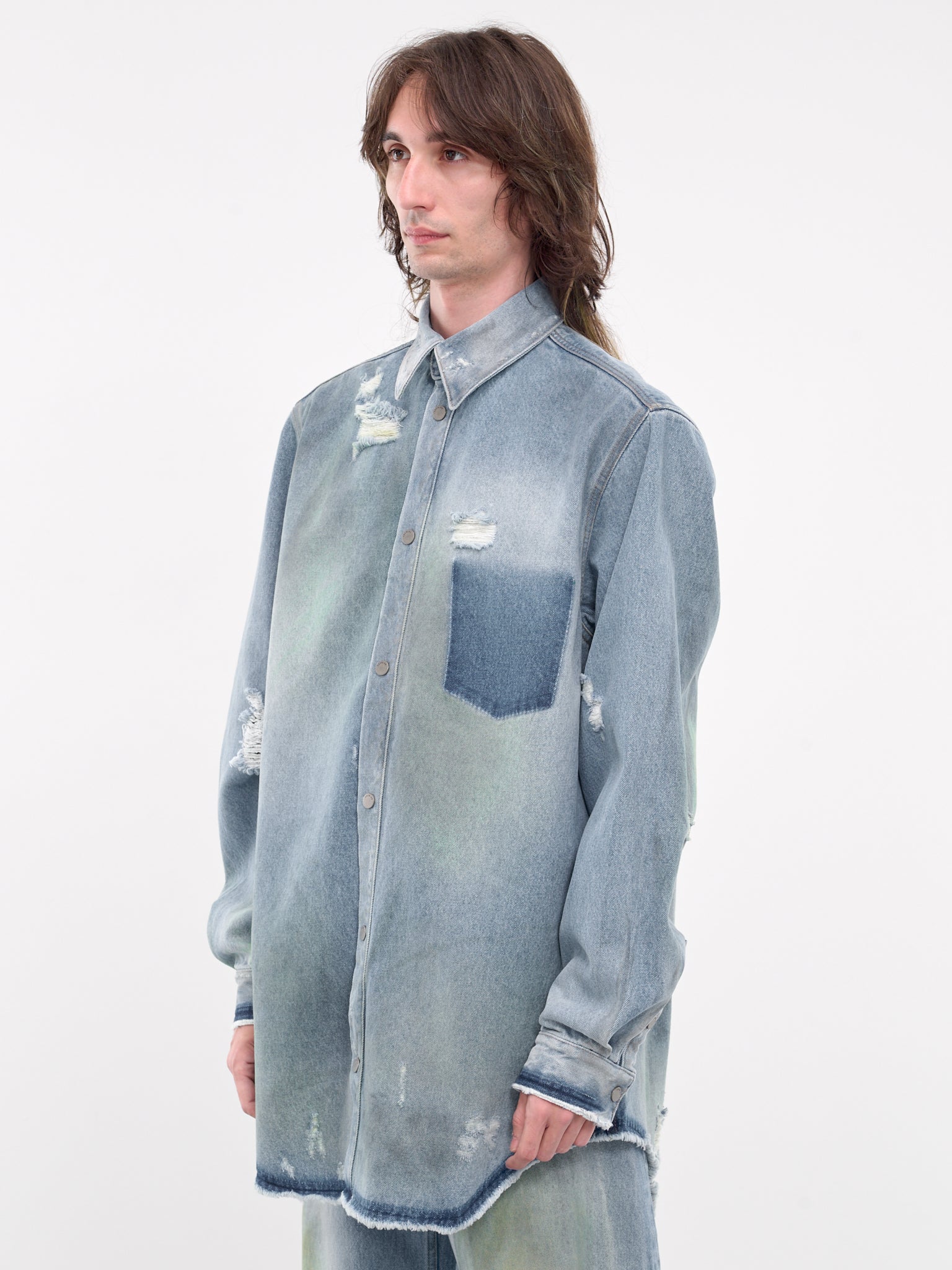 Distressed Denim Shirt (SH-003-DENIM-C-DENIM-BLUE)