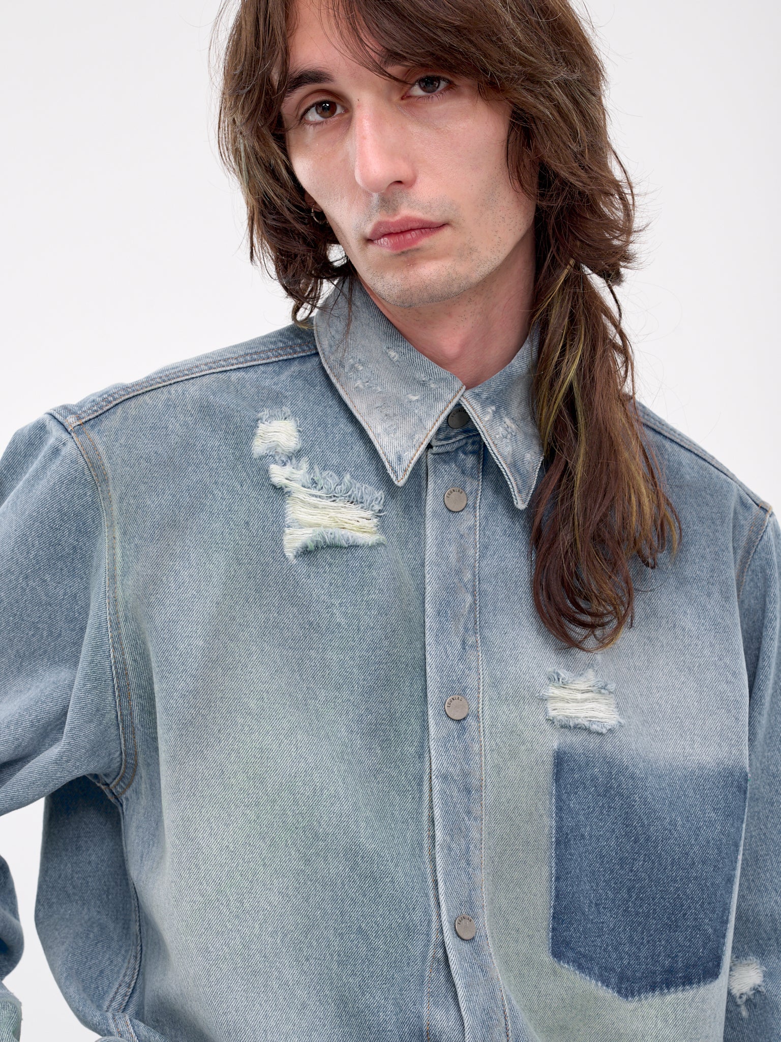 Distressed Denim Shirt (SH-003-DENIM-C-DENIM-BLUE)