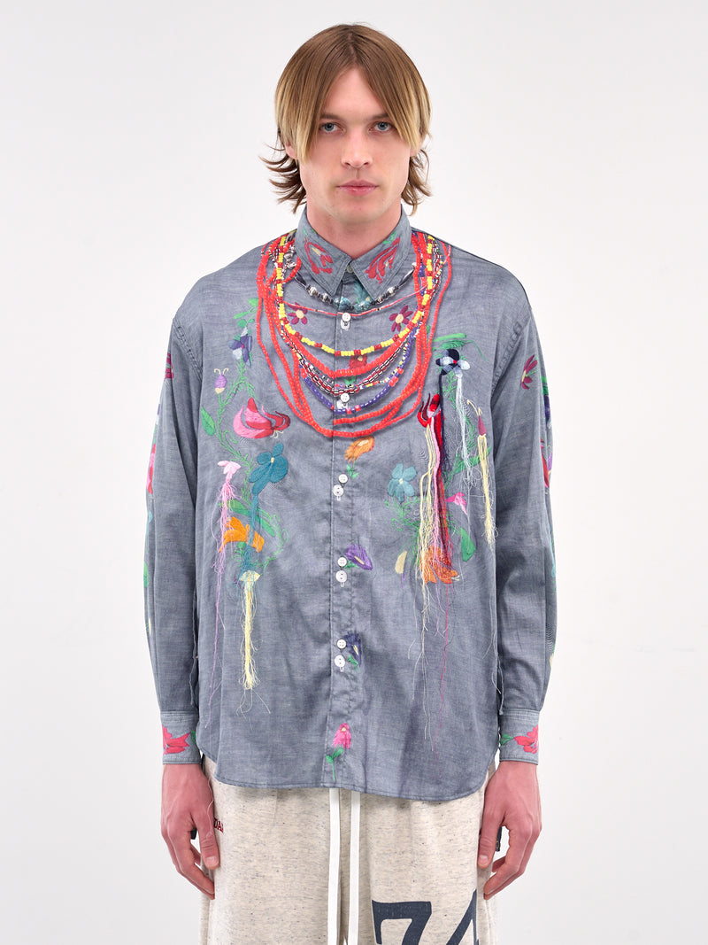 Trompe L'oeil Embroidered Graphic Shirt (SH-SV-NGS-1009-BLUE)