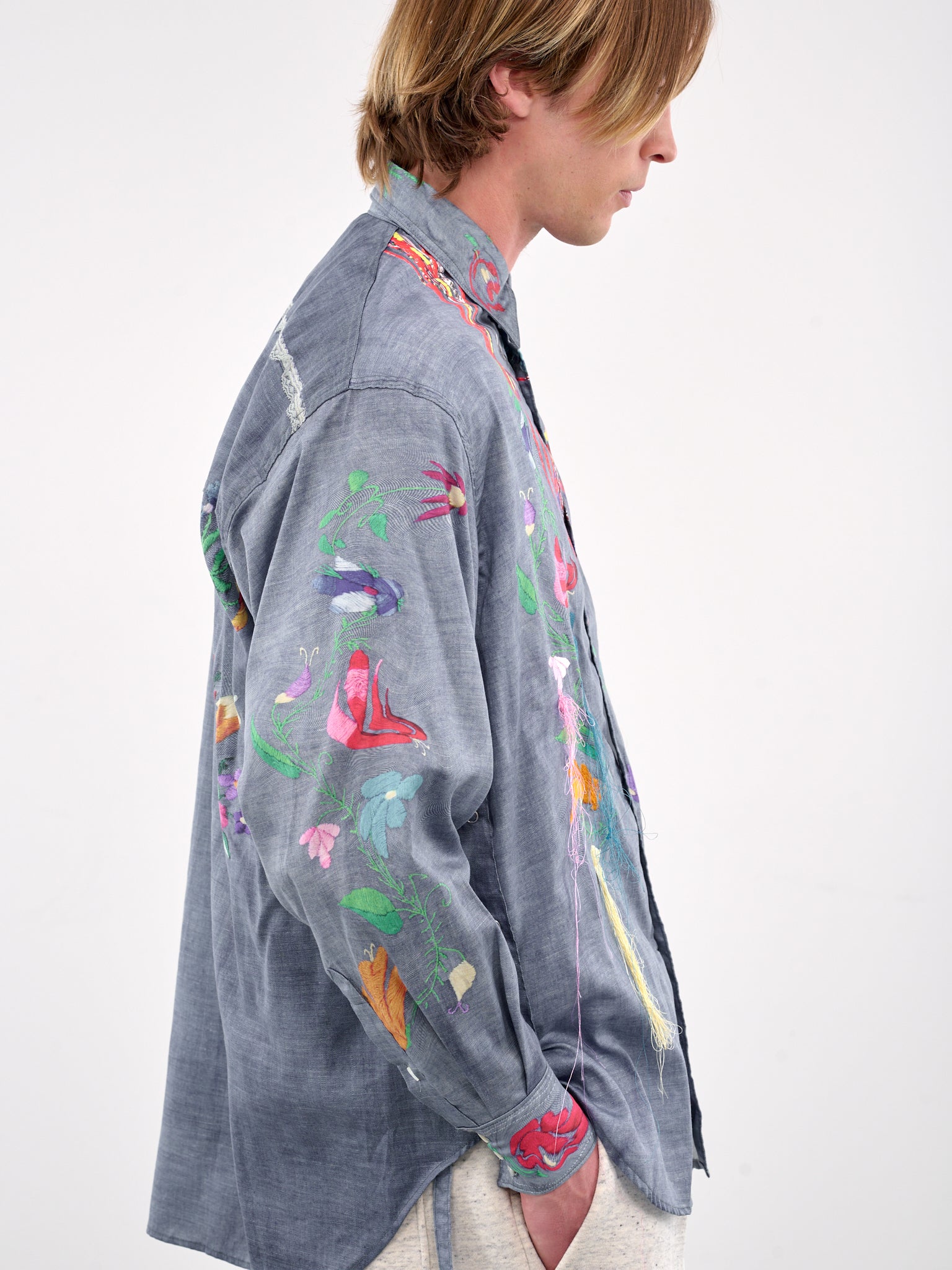 Trompe L'oeil Embroidered Graphic Shirt (SH-SV-NGS-1009-BLUE)