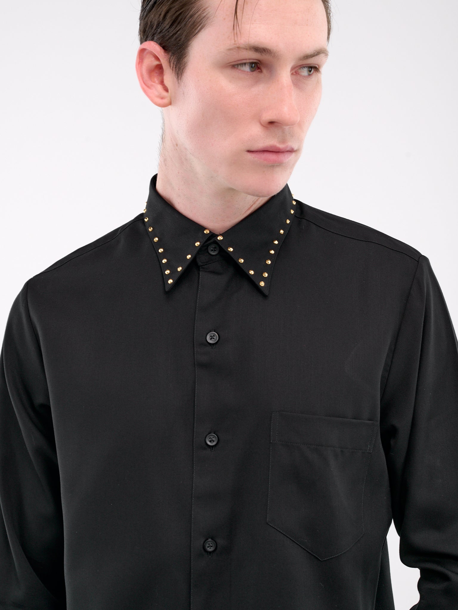 Gold Studded Shirt (SH30G-SO54-BLACK-GOLD-STUDS)