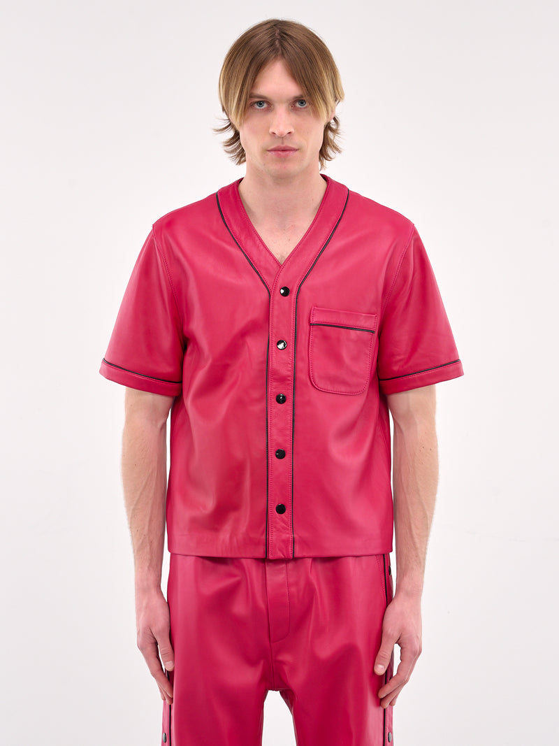 Leather Baseball Shirt (SH31L-IN04-FUSCHIA)