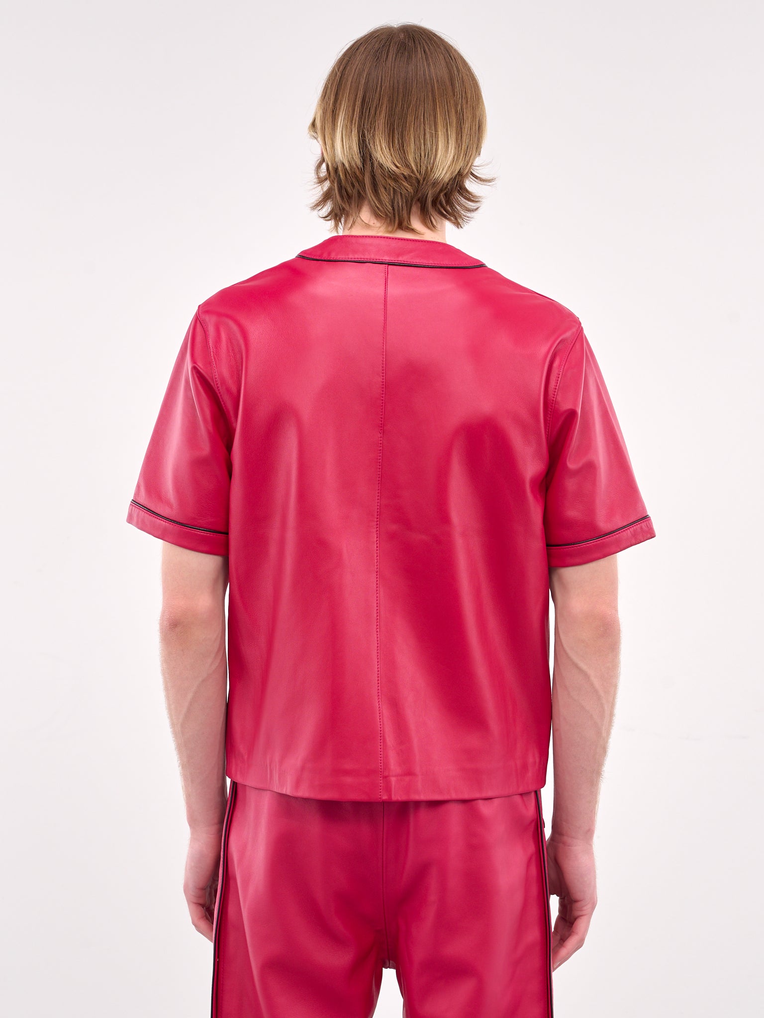 Leather Baseball Shirt (SH31L-IN04-FUSCHIA)