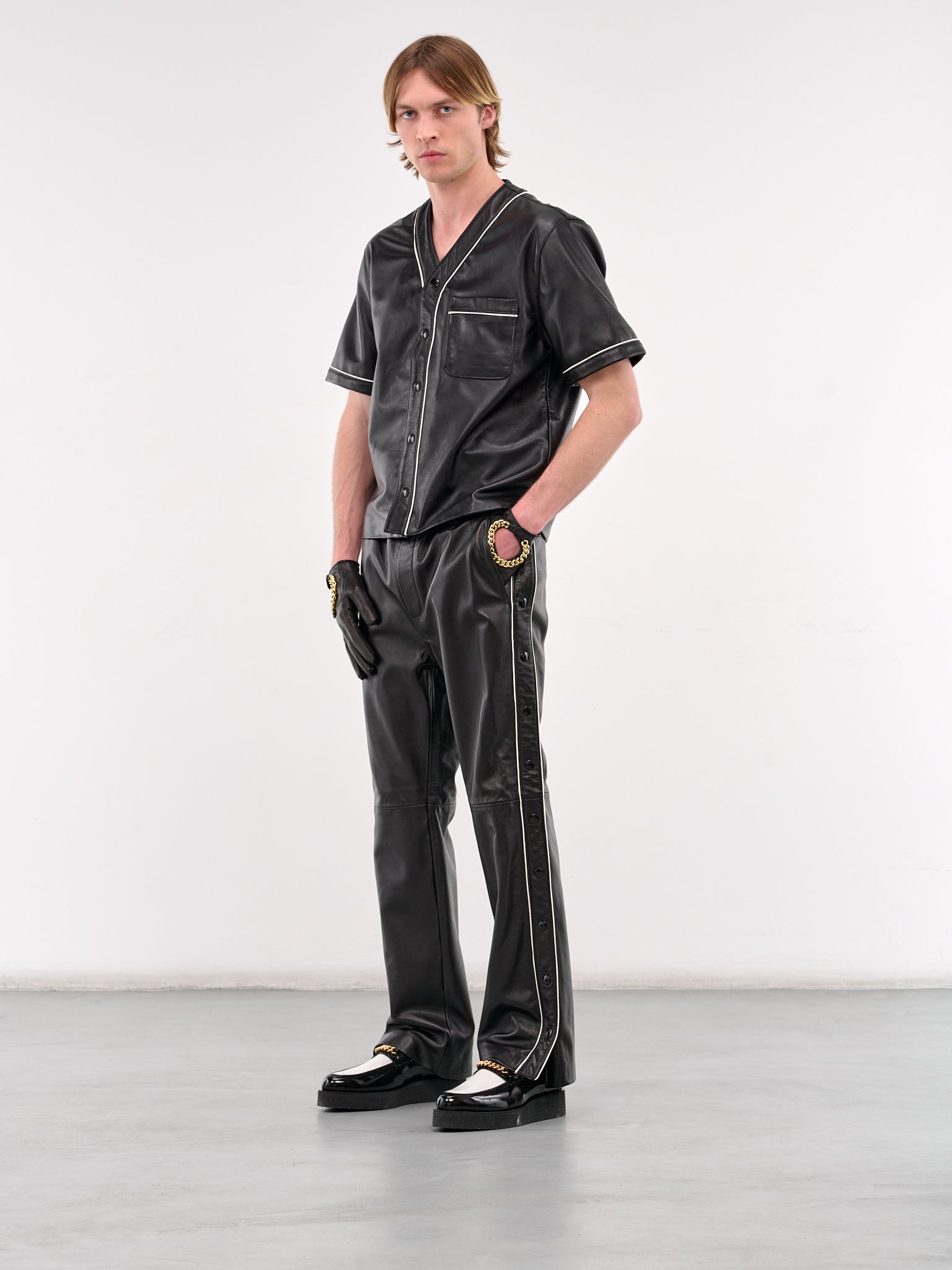 Leather Warm-Up Pants (PT37L-LE01-BLACK)