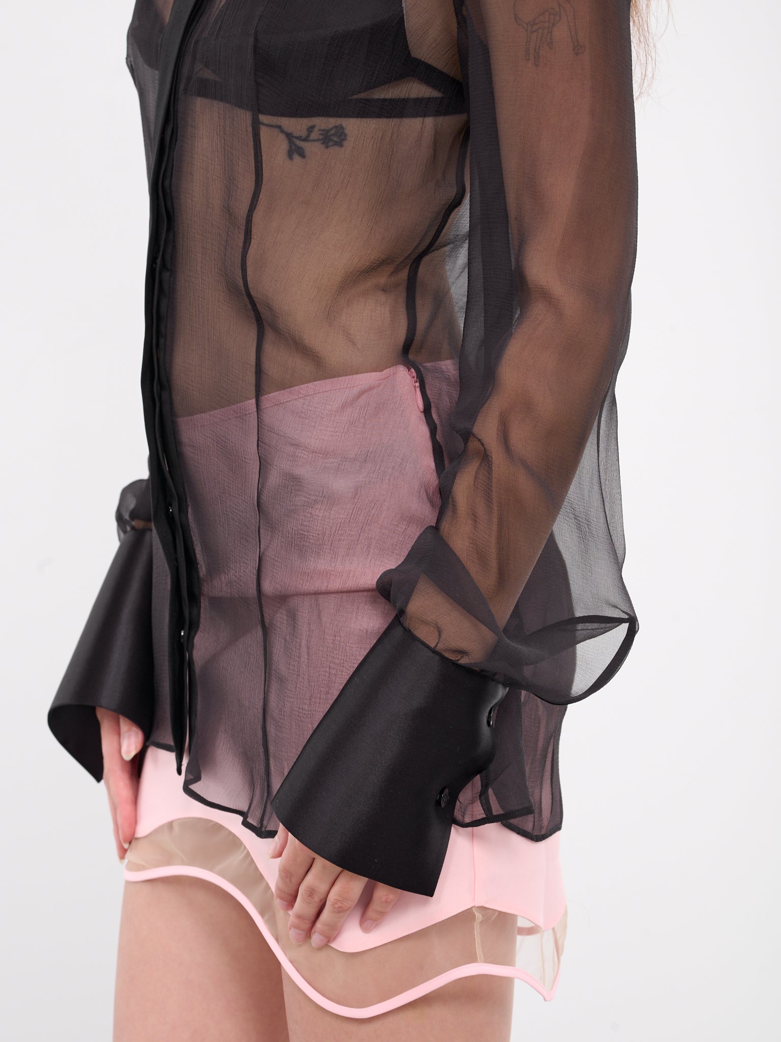 Fitted Sheer Shirt (SHT026-BLACK)