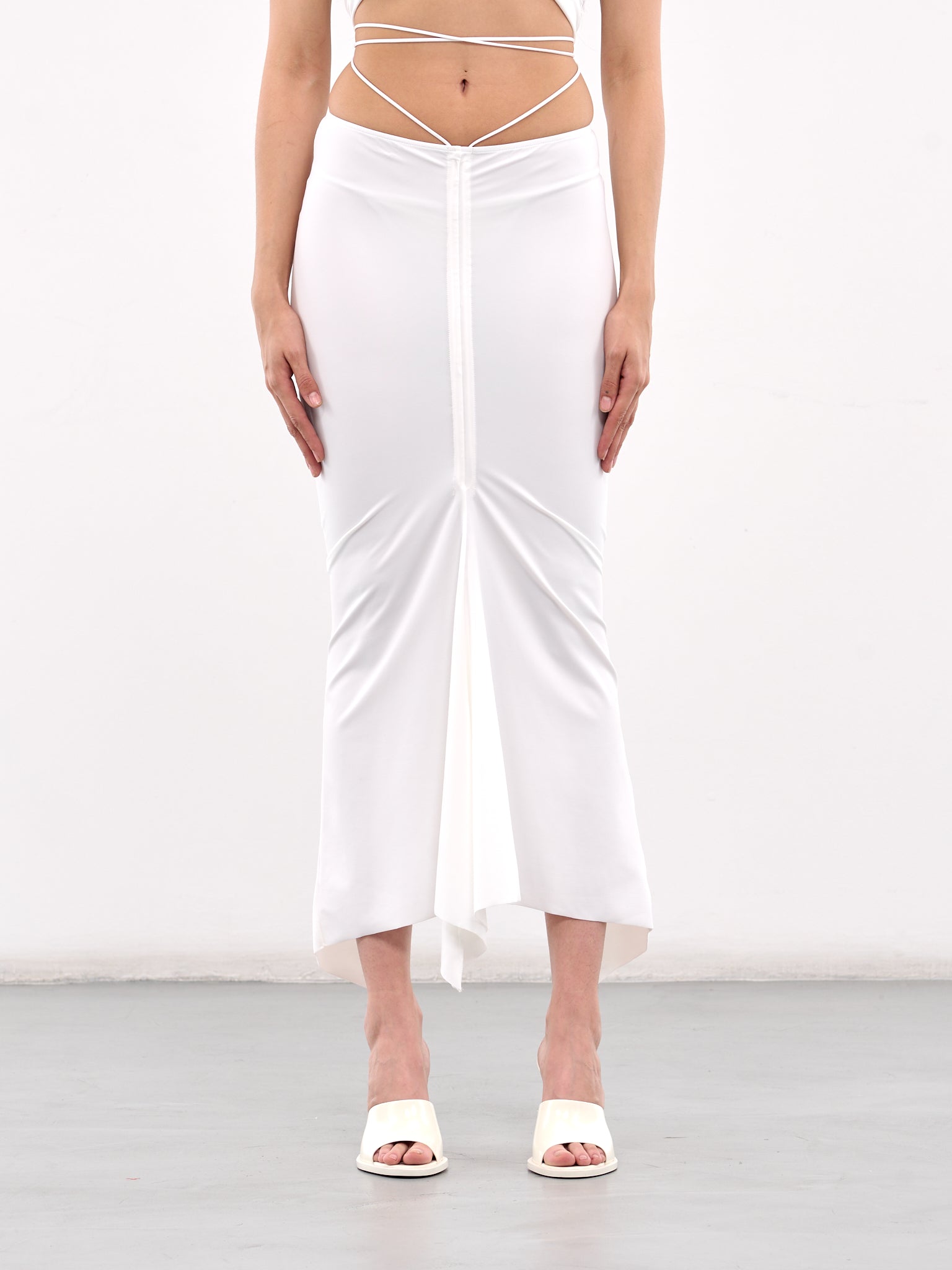 Ruched Maxi Skirt (SK03-W-WHITE)