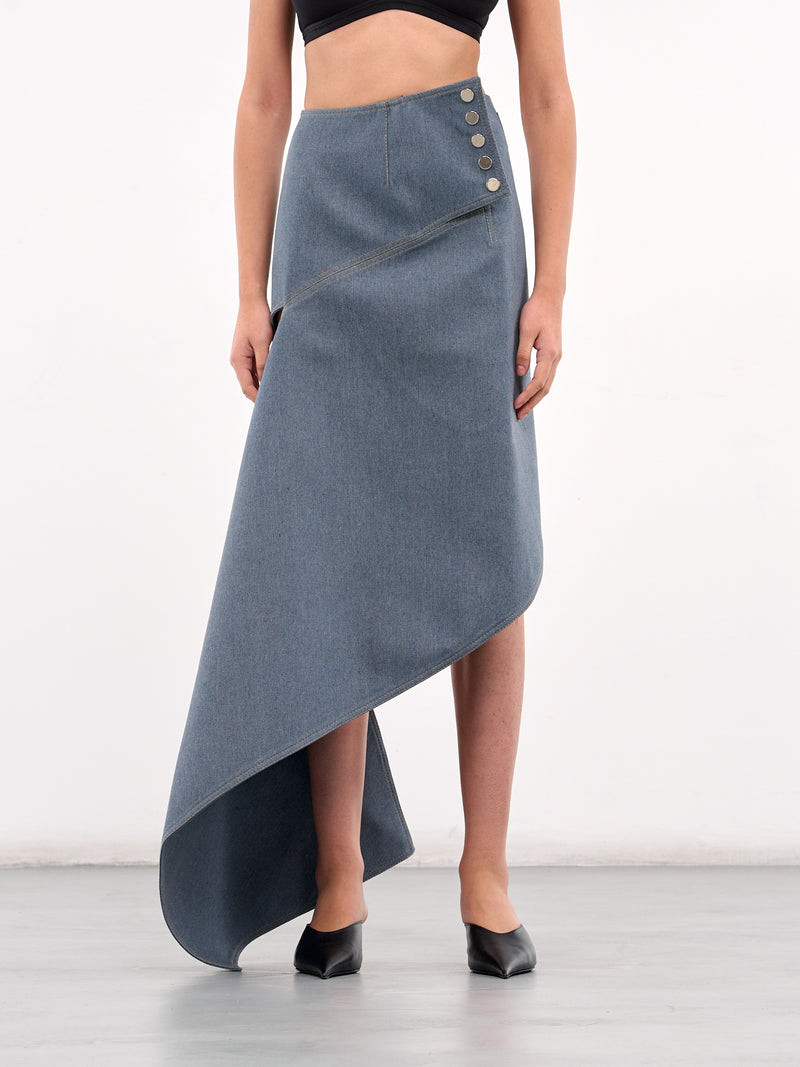 Asymmetric Denim Skirt (SKCOBL10-WASHED-BLUE)