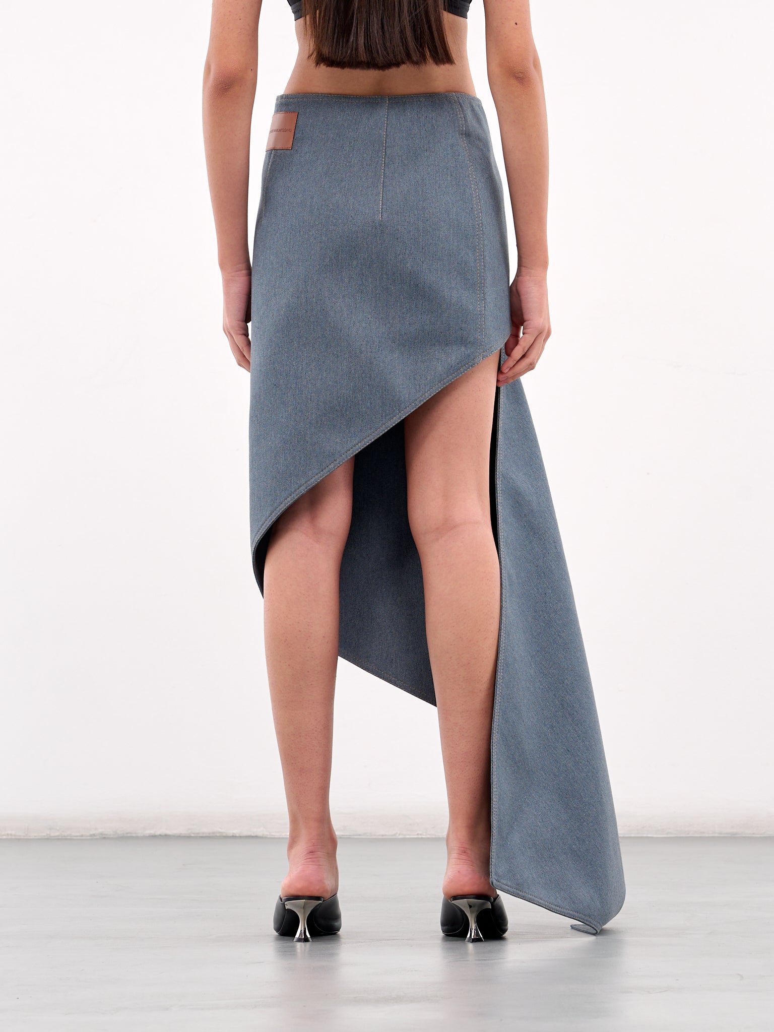 Asymmetric Denim Skirt (SKCOBL10-WASHED-BLUE)