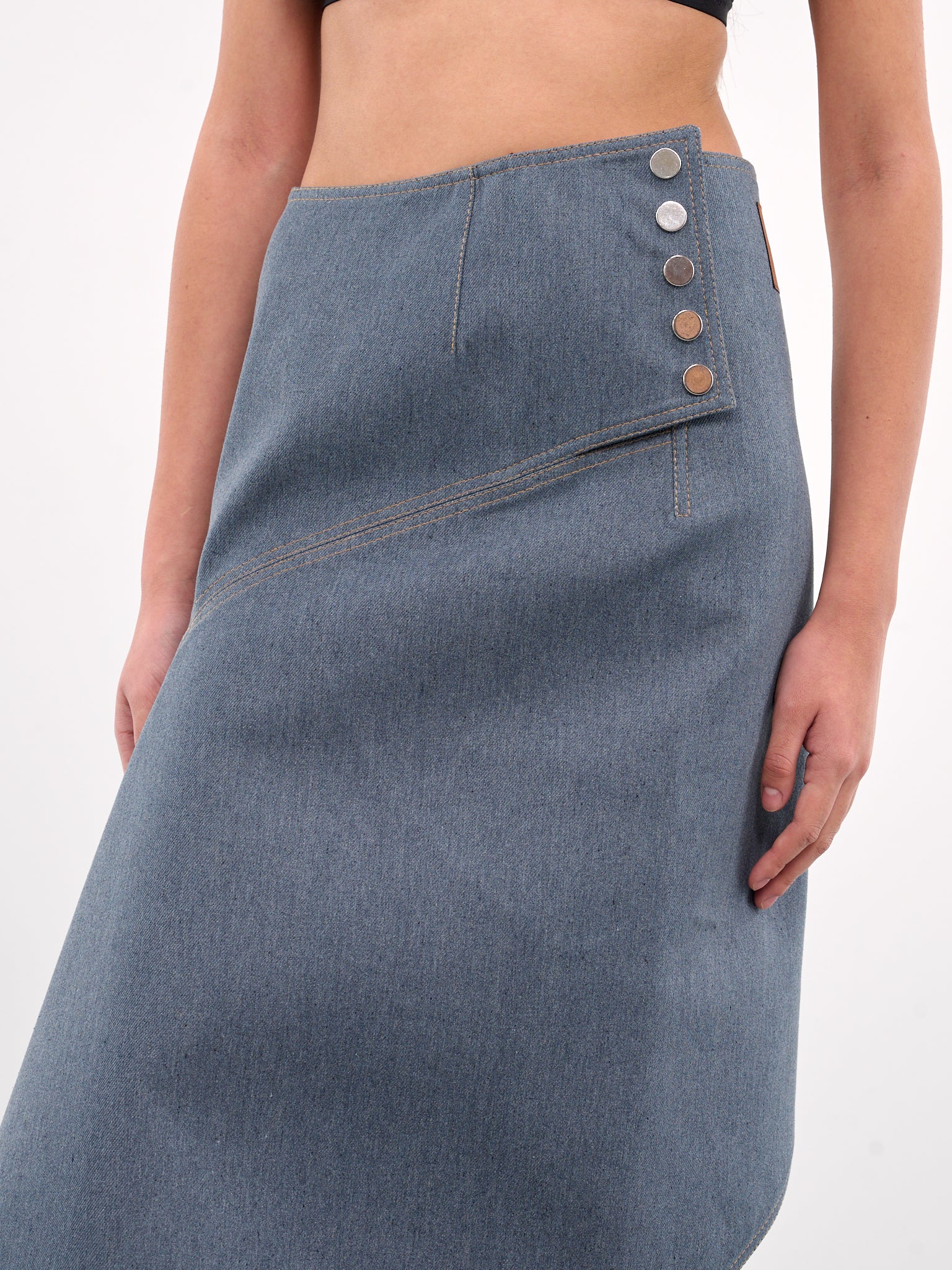 Asymmetric Denim Skirt (SKCOBL10-WASHED-BLUE)