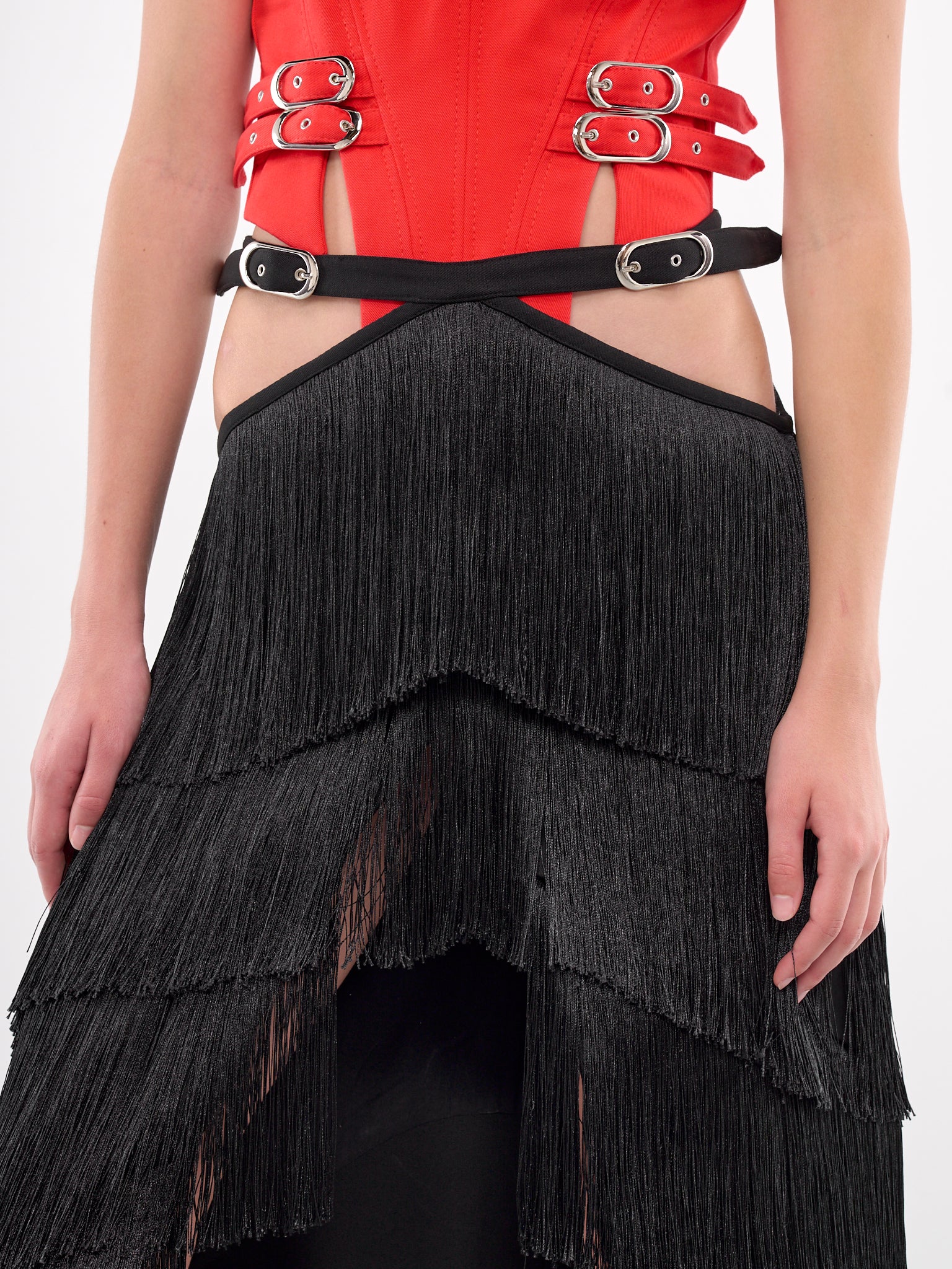 Reverse Fringe Skirt (SKPVBK09-BLACK)