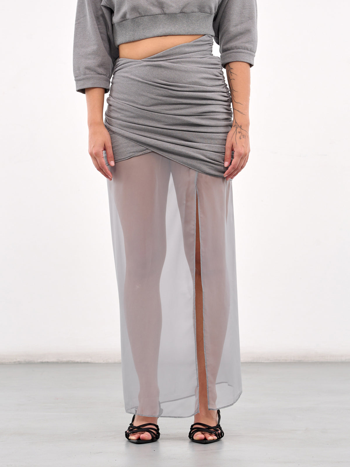 Wrap Paneled Maxi Skirt (SKT058-SLEET)