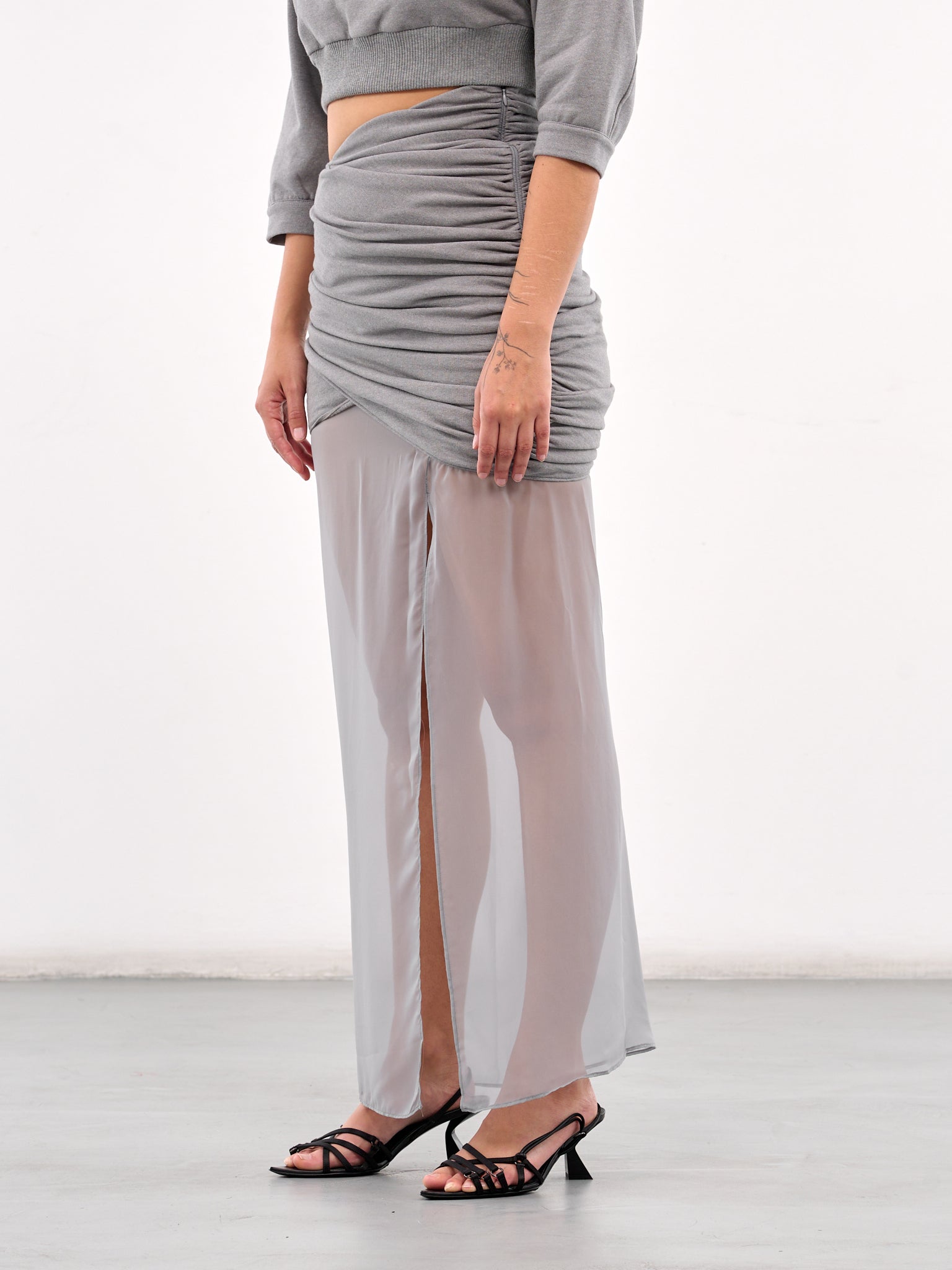 Wrap Paneled Maxi Skirt (SKT058-SLEET)