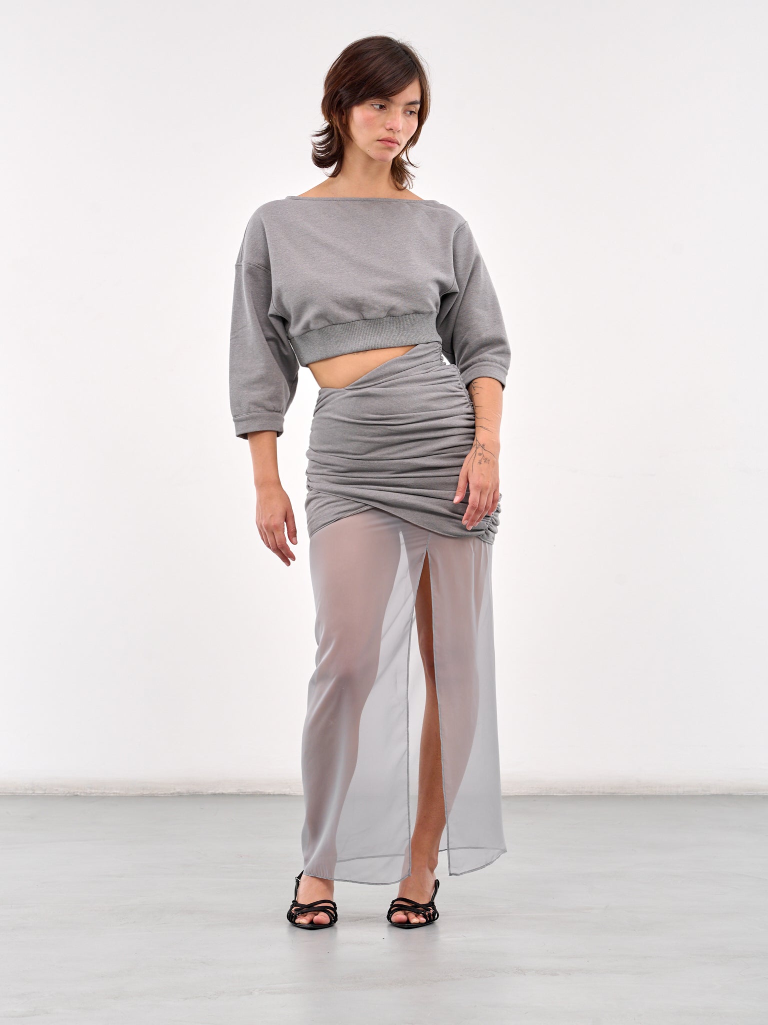 Wrap Paneled Maxi Skirt (SKT058-SLEET)