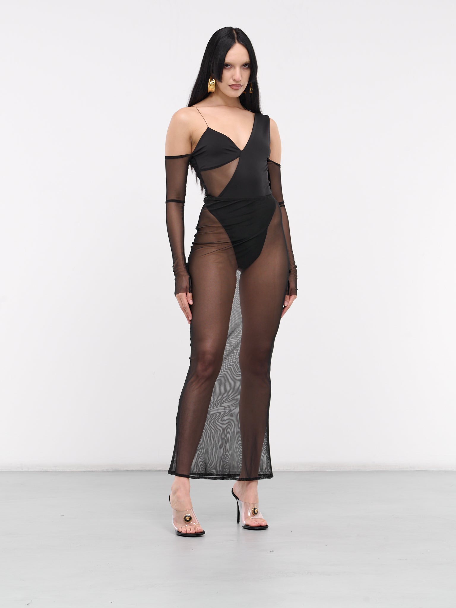 Off-Shoulder Mesh Bodysuit (LSOSMB-BLACK)