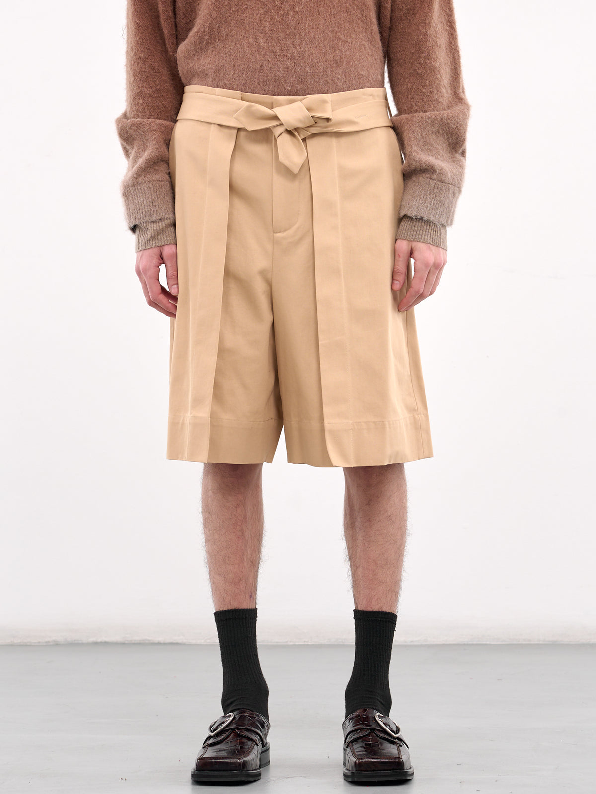 Folded Front Pleat Shorts (SR0107-PG1713-BEIGE)