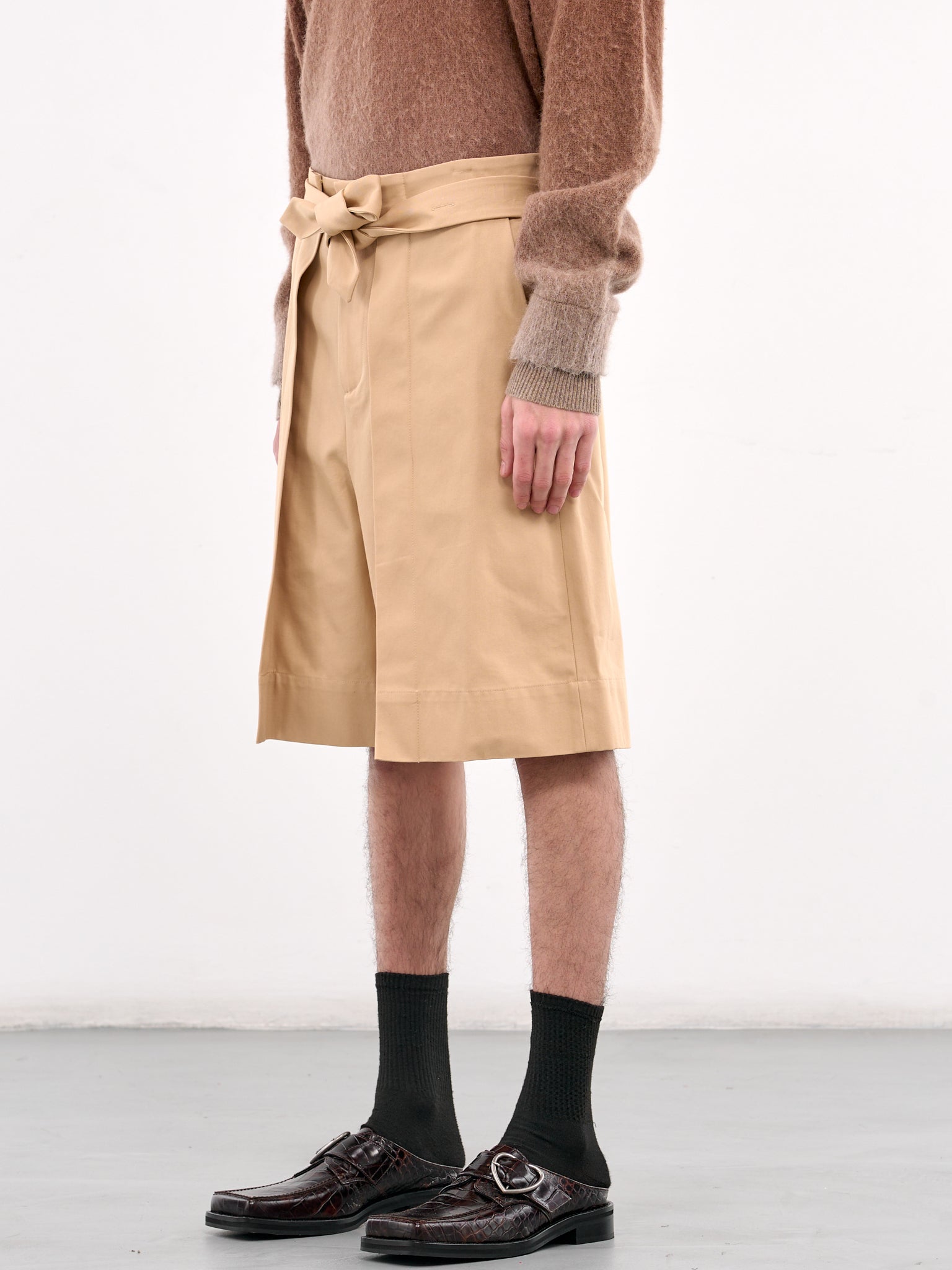 Folded Front Pleat Shorts (SR0107-PG1713-BEIGE)