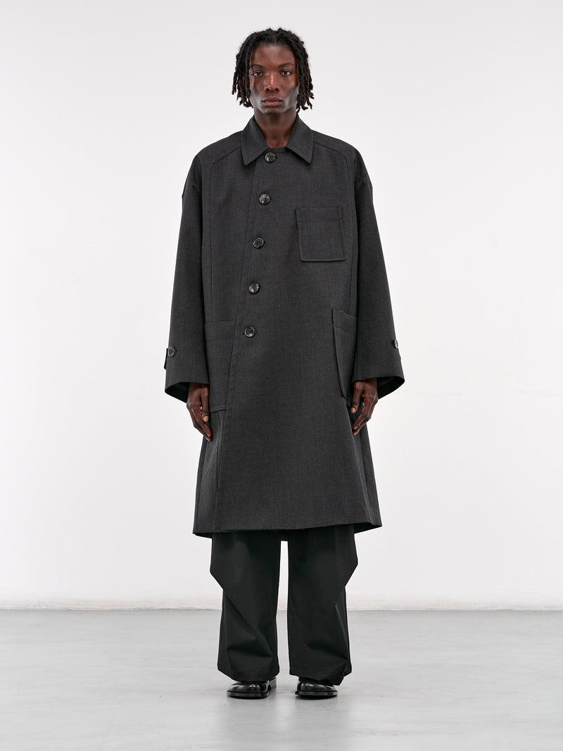 Bias Cut Balmacaan Coat (SSH2CT700CH-CHARCOAL)