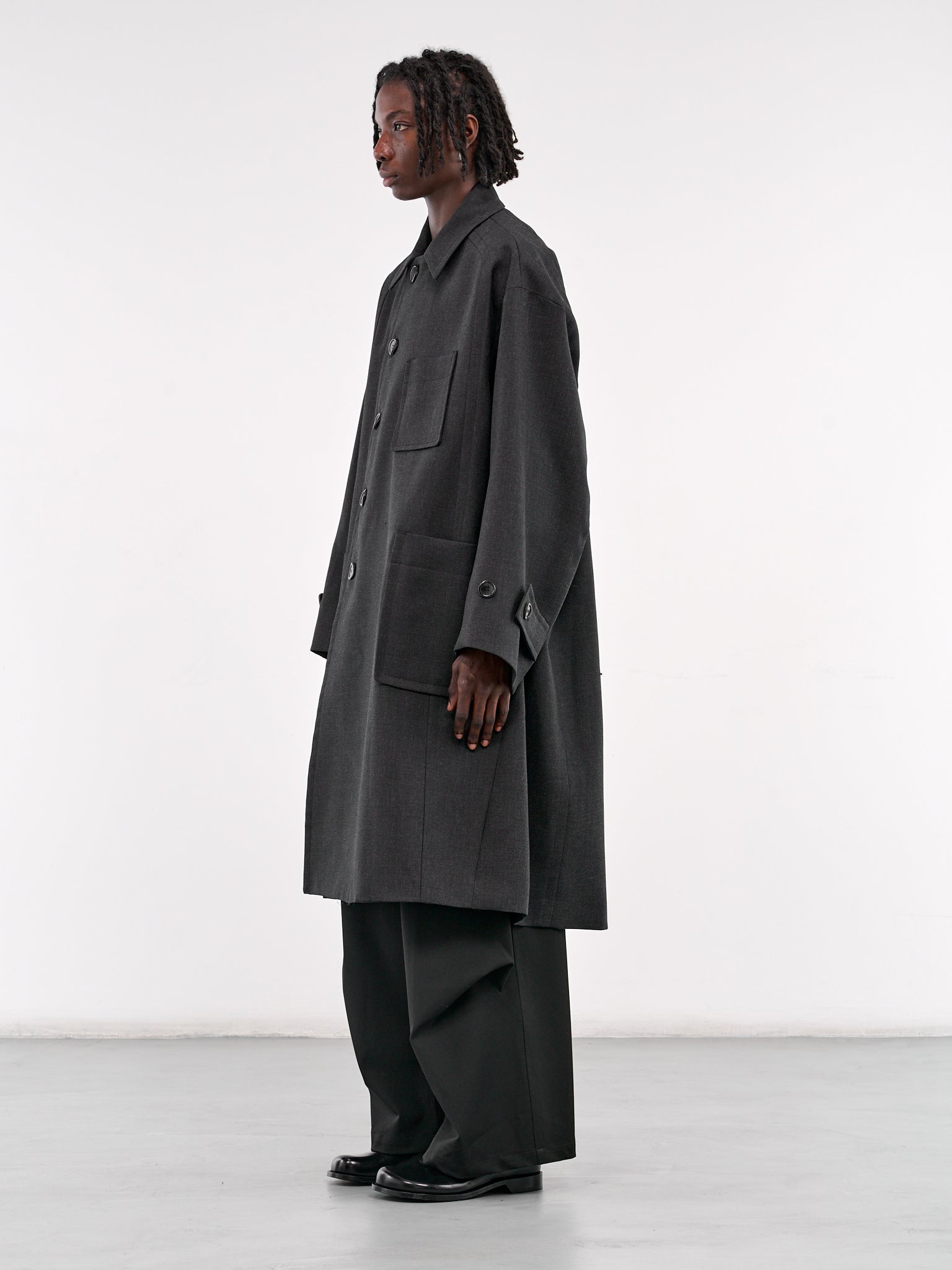 Bias Cut Balmacaan Coat (SSH2CT700CH-CHARCOAL)