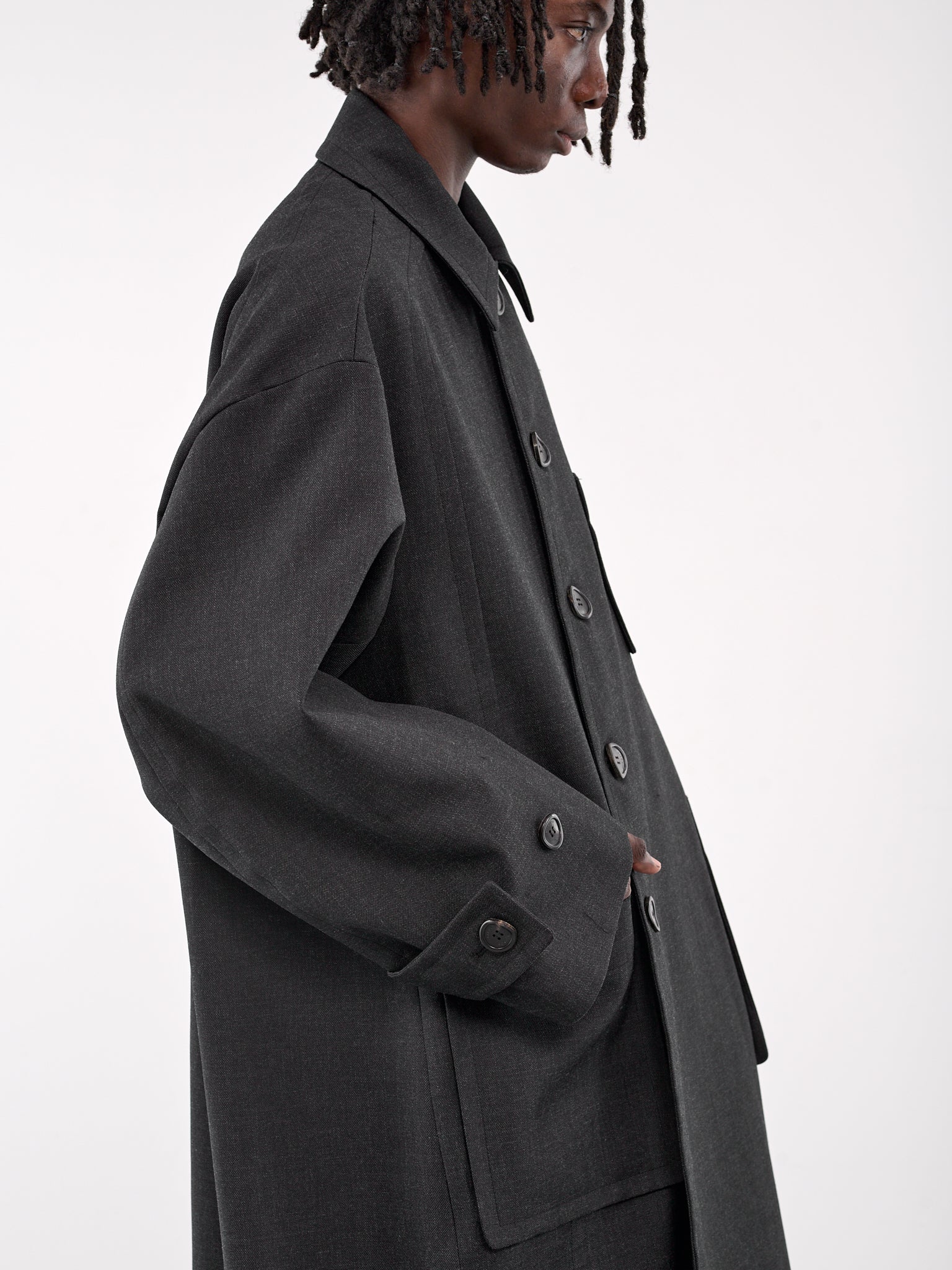 Bias Cut Balmacaan Coat (SSH2CT700CH-CHARCOAL)