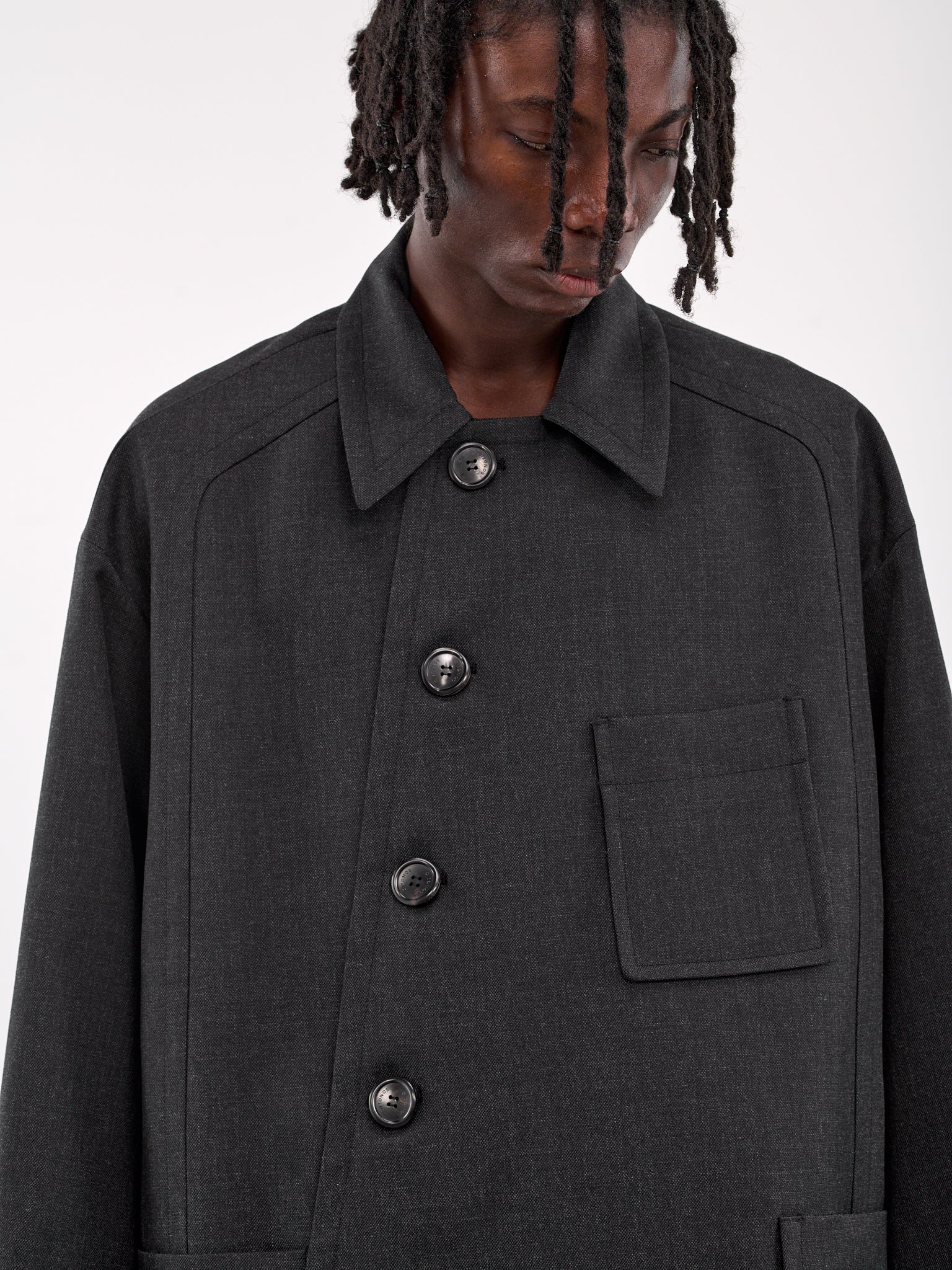 Bias Cut Balmacaan Coat (SSH2CT700CH-CHARCOAL)