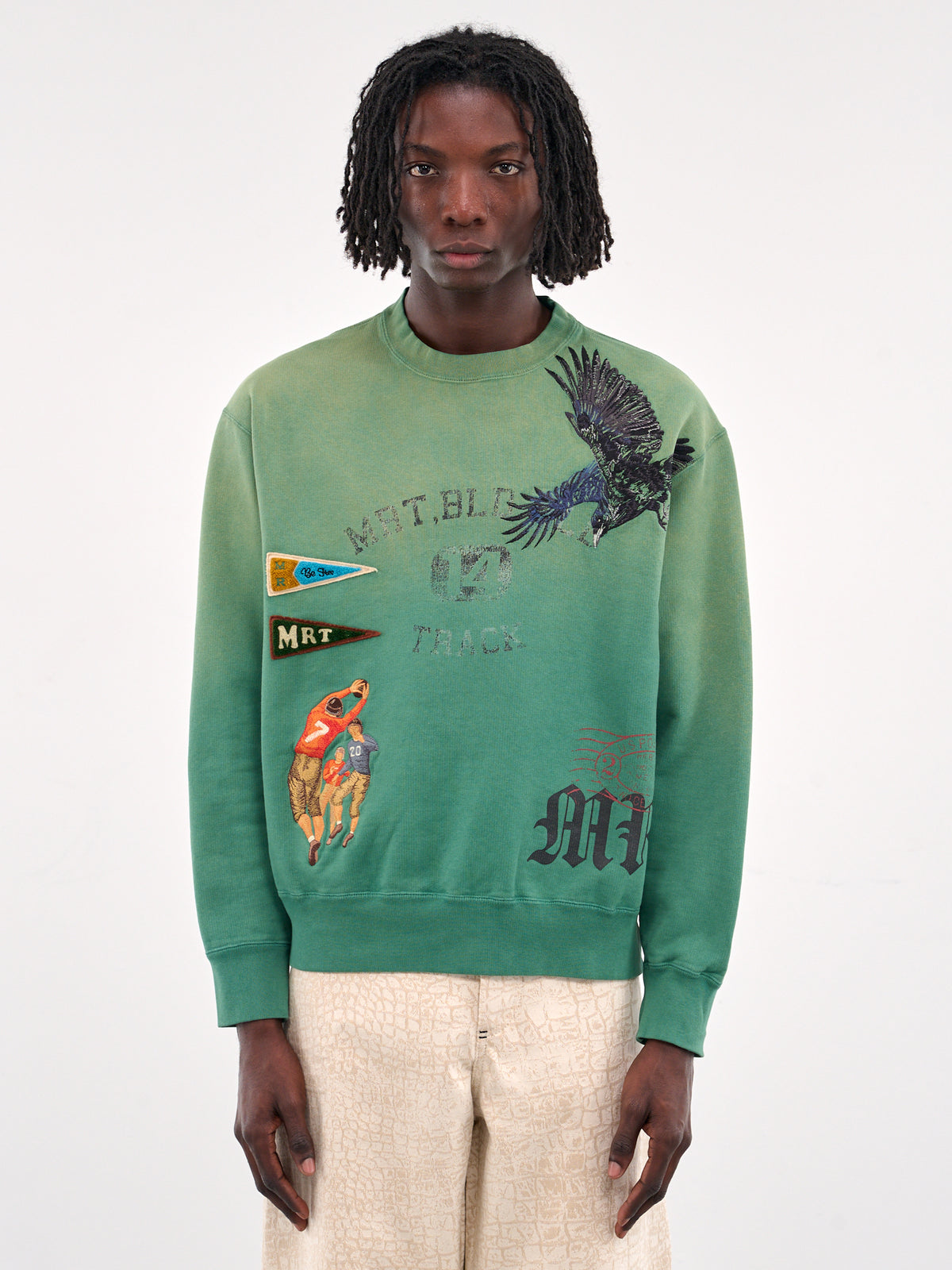 Embroidered Crewneck Sweatshirt (T-01-V-GREEN)