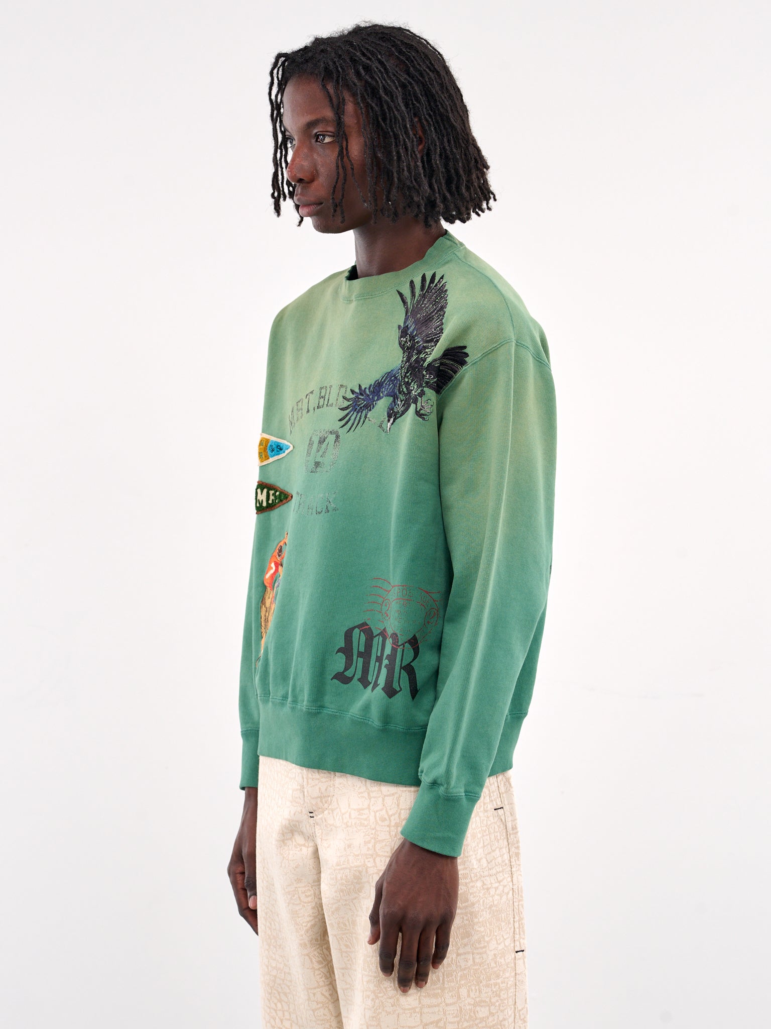 Embroidered Crewneck Sweatshirt (T-01-V-GREEN)