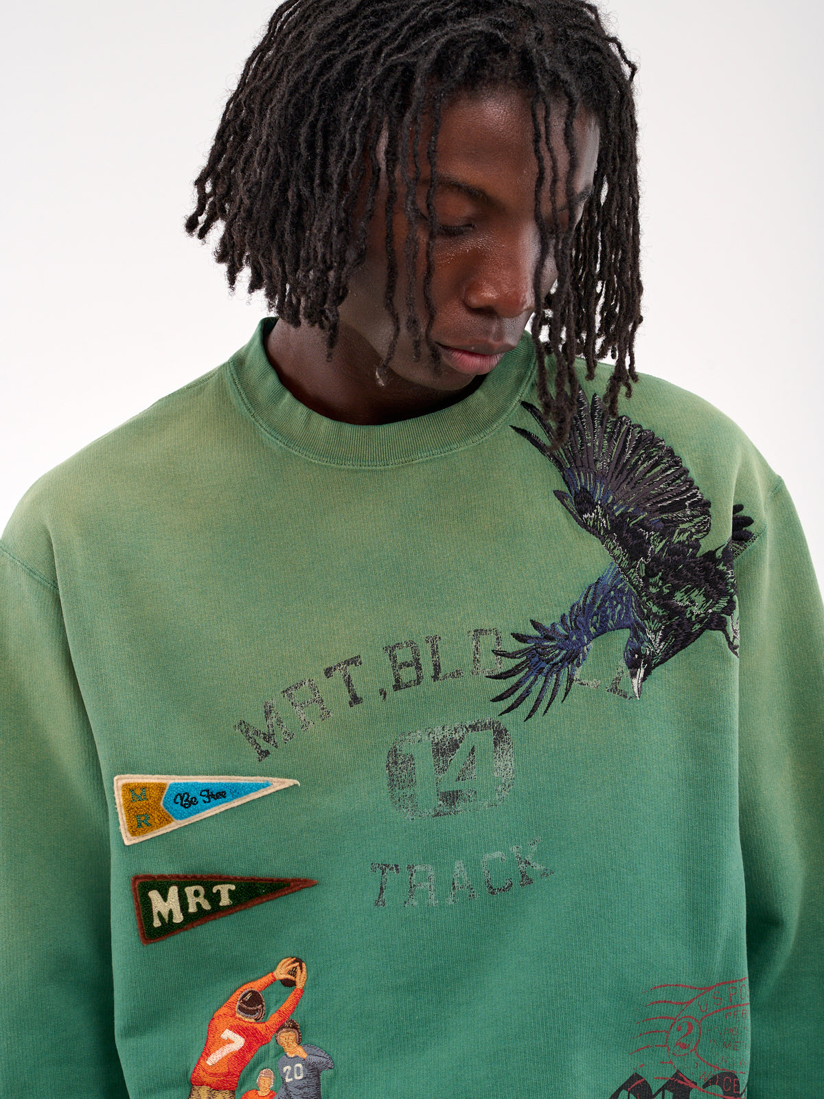 Embroidered Crewneck Sweatshirt (T-01-V-GREEN)