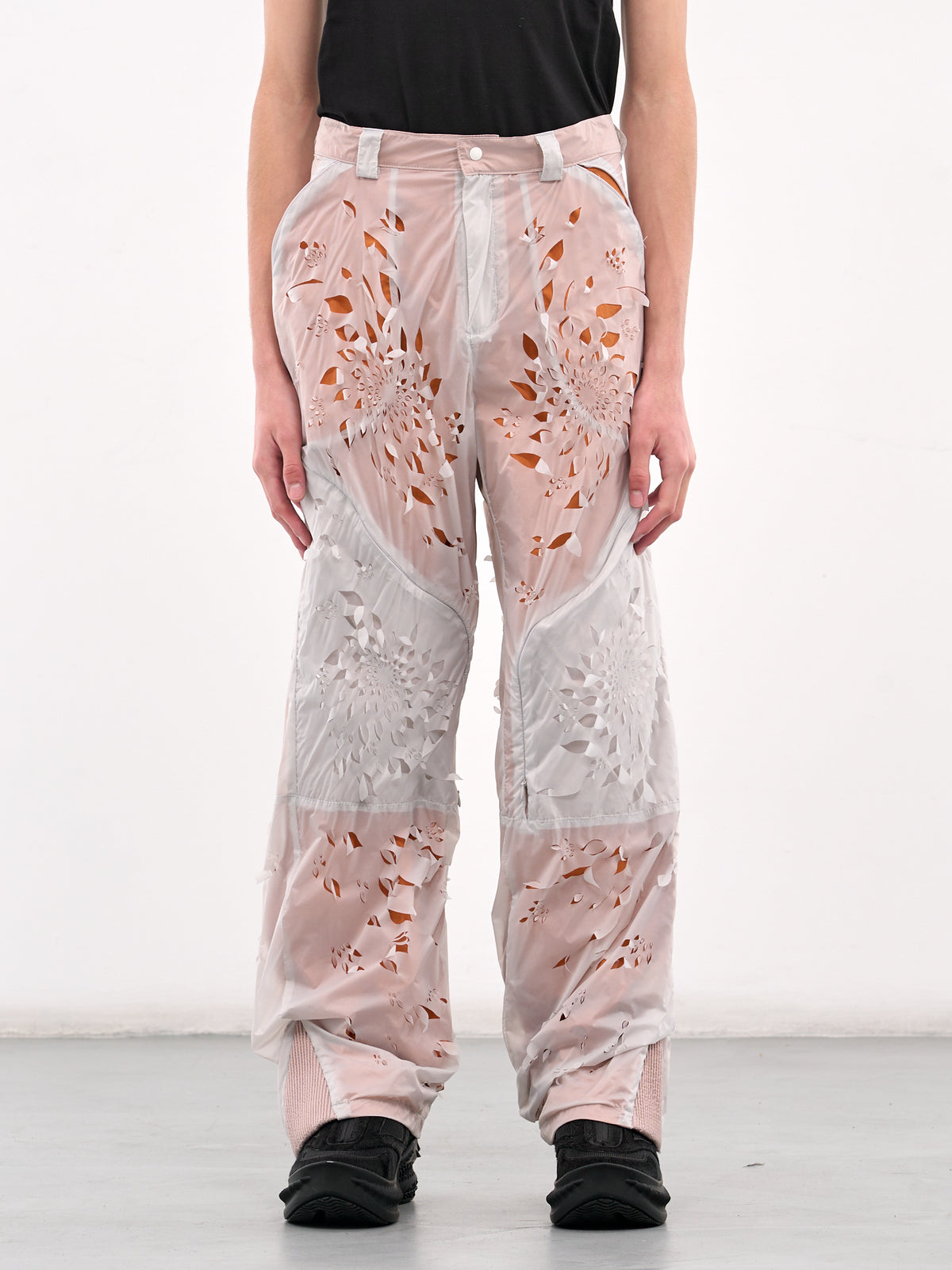 Laser-Slashed Petal Trousers (T07-GREY-ORANGE)