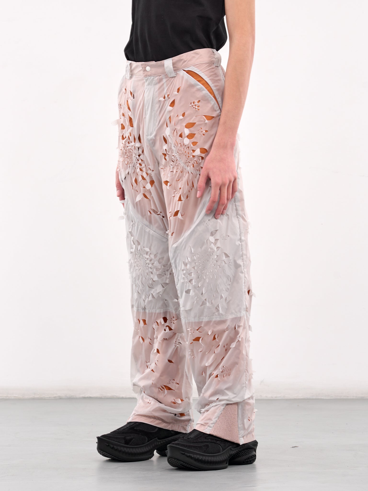 Laser-Slashed Petal Trousers (T07-GREY-ORANGE)