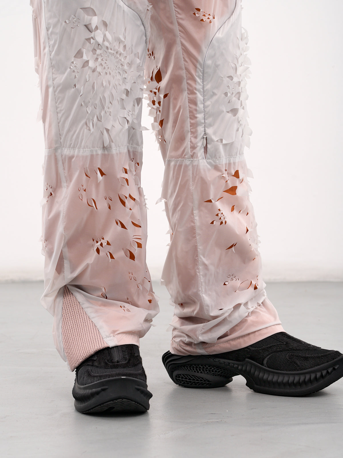 Laser-Slashed Petal Trousers (T07-GREY-ORANGE)