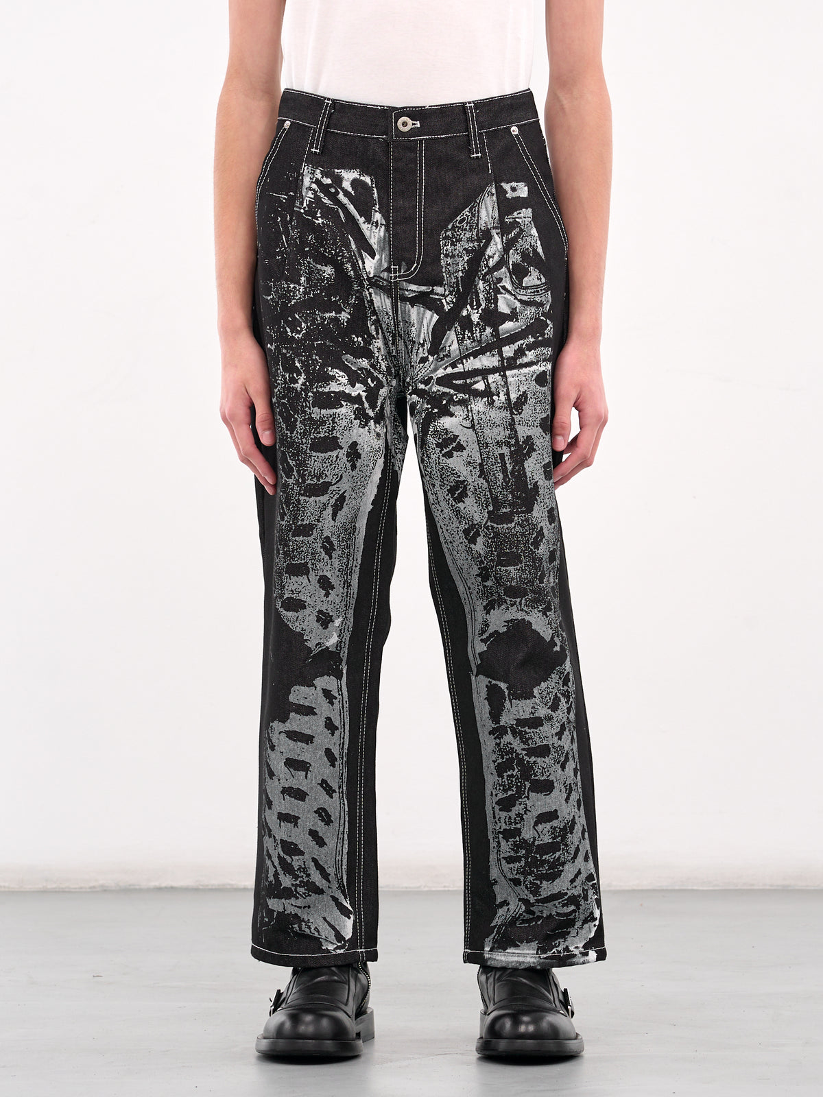 Printed Trompe L'oeil Trousers (T19-BLACK)