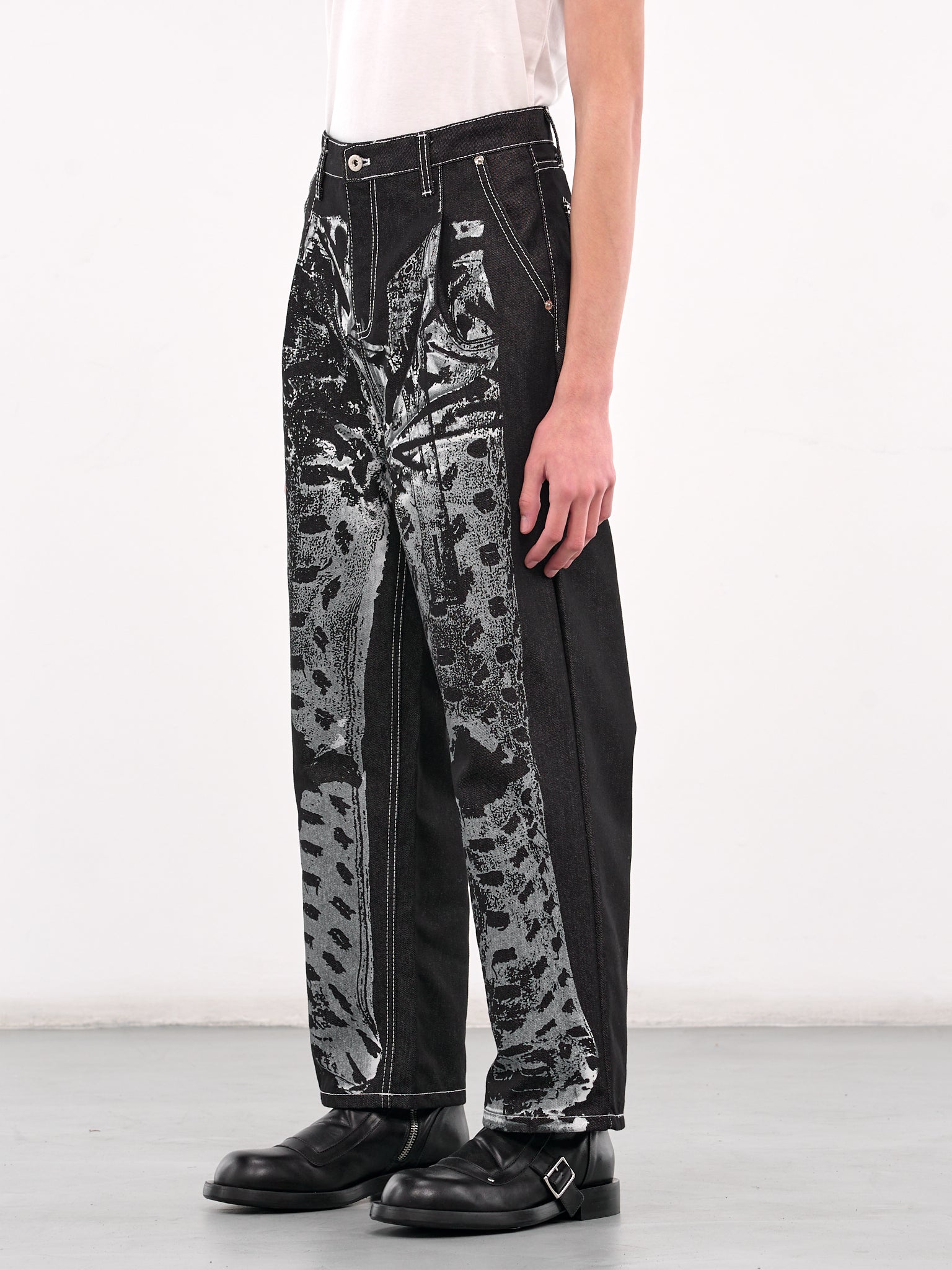 Printed Trompe L'oeil Trousers (T19-BLACK)