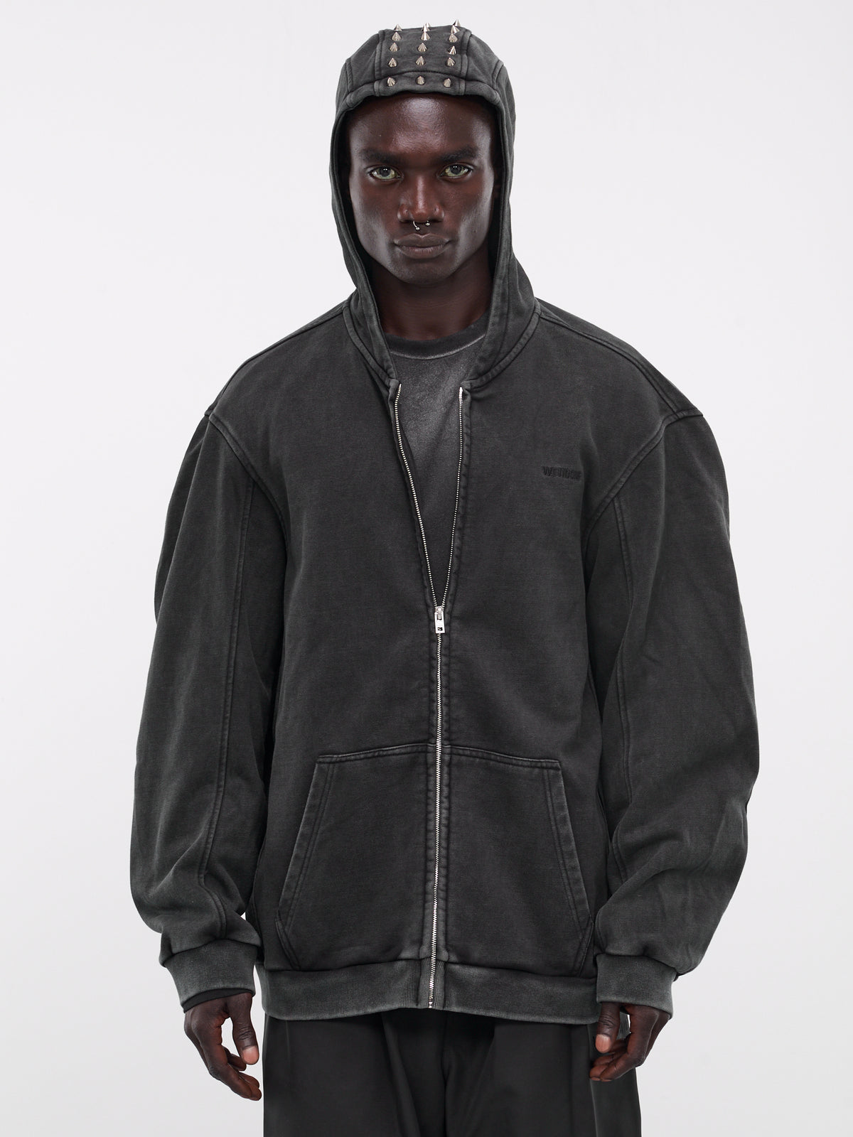 WE11DONE Studded Zip-Up Hoodie | H. Lorenzo - front