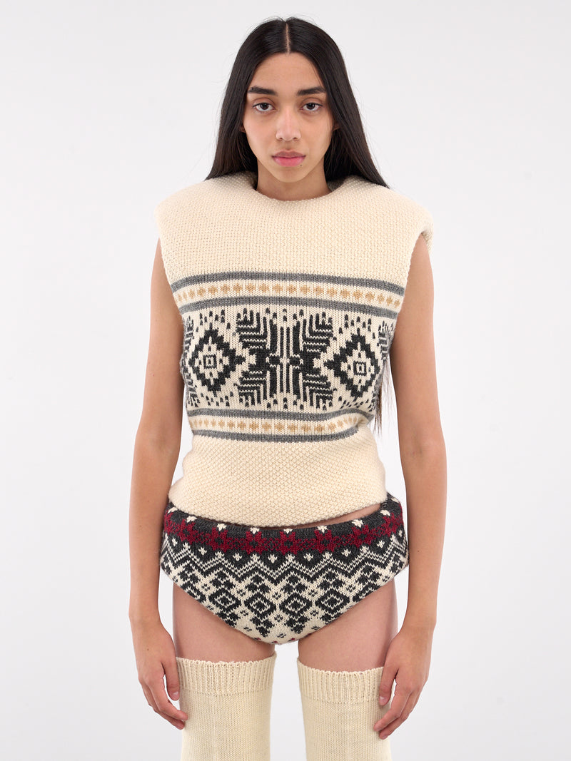 Knitted Foam Nordic Sweater (TO04073-3023-BLACK-GREY)