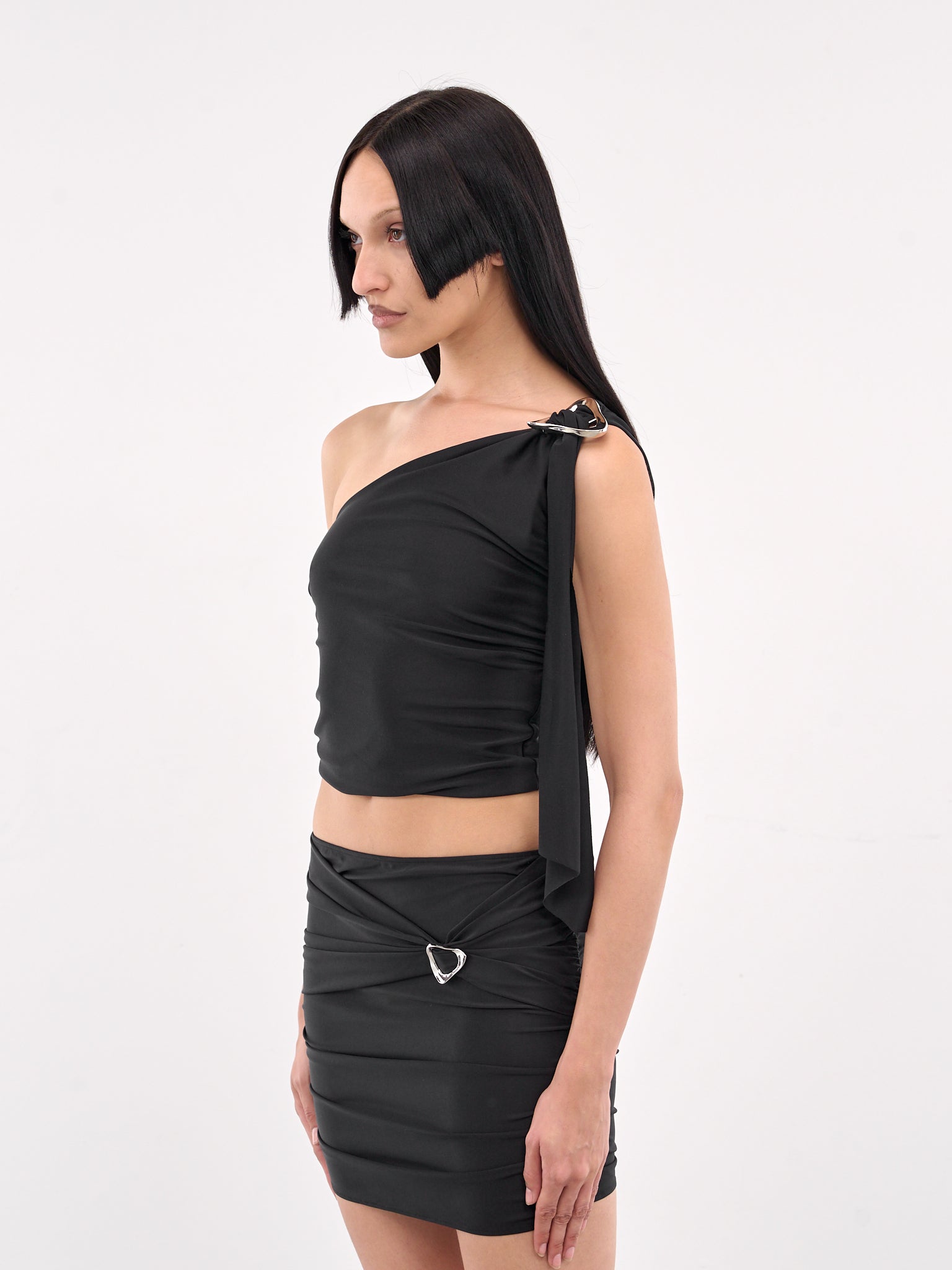 One Shoulder Buckle Top (TO05-BS-BLACK)