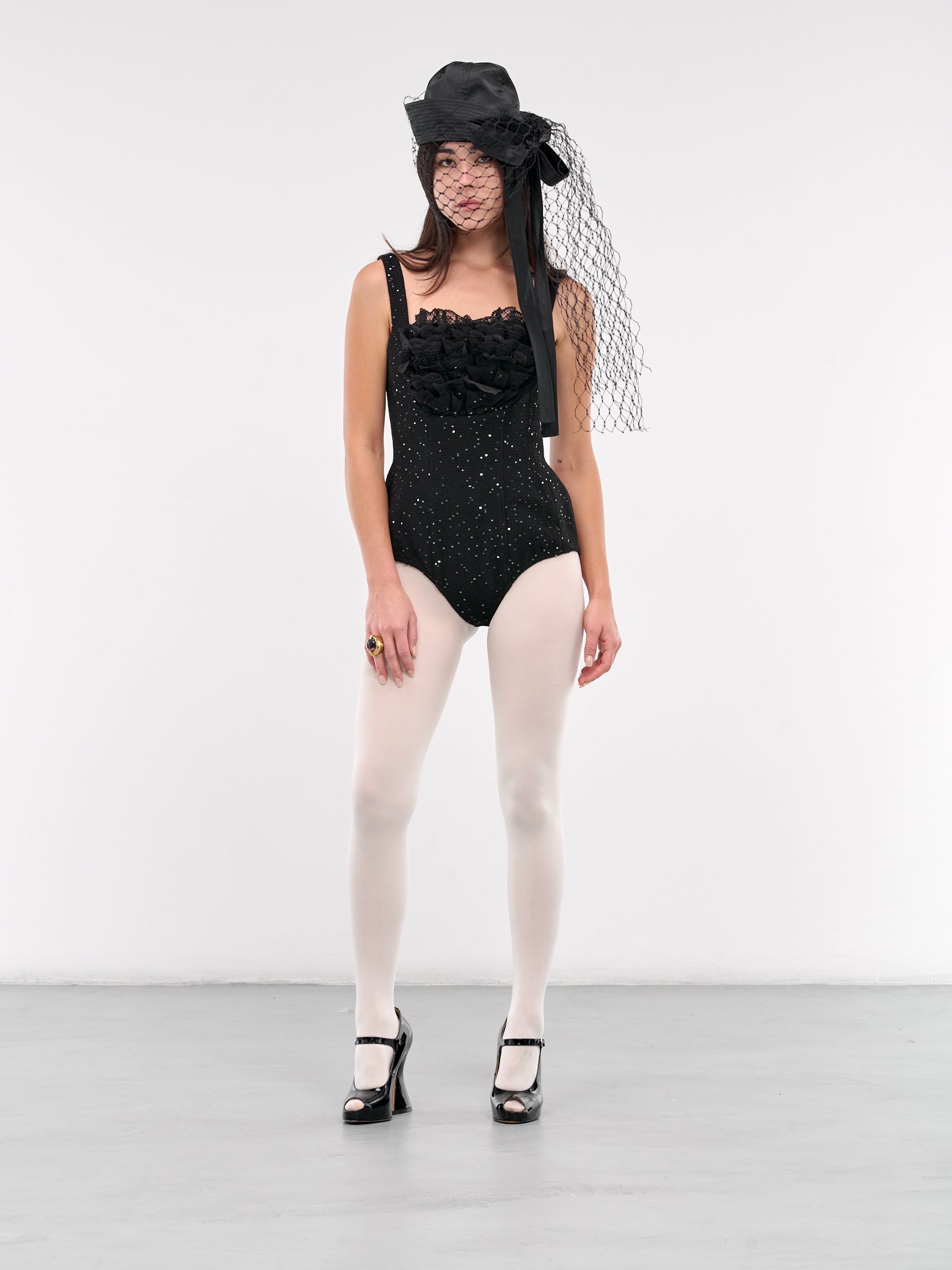 Sequin Embellished Bodysuit (TO07-KMM741-BLACK)