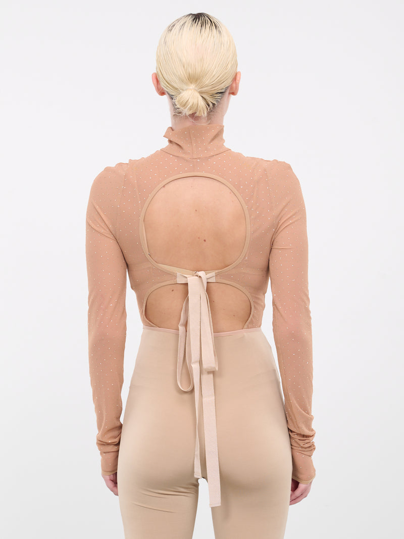 Cutout fleece bodysuit in beige - Didu