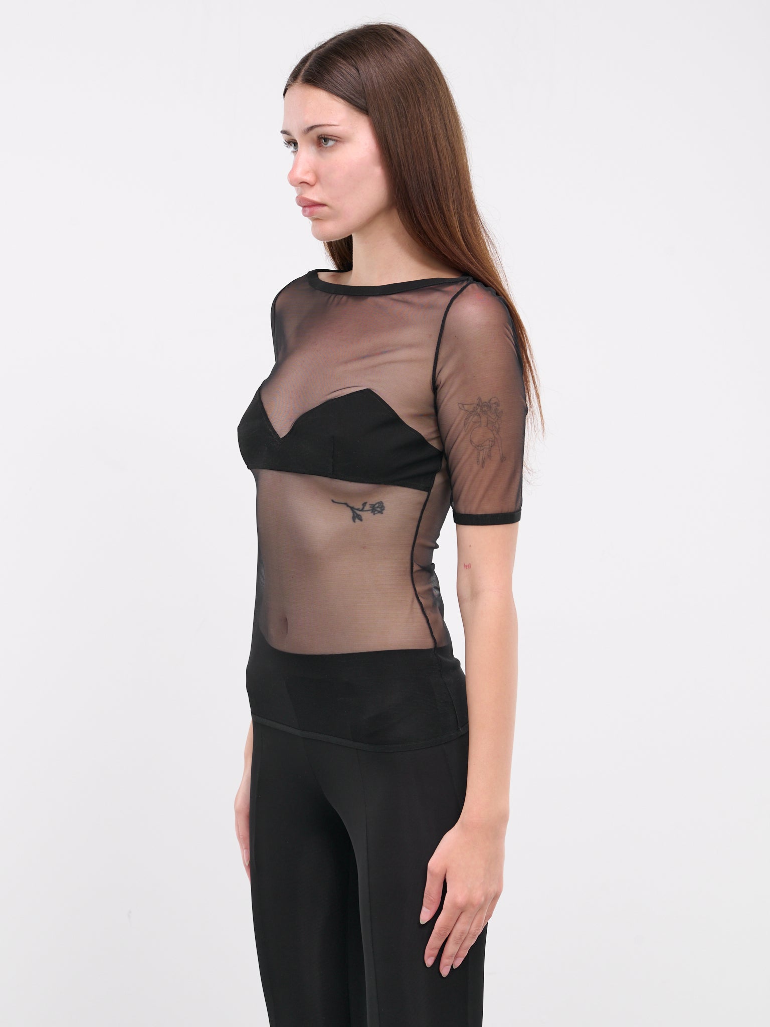 Triangle Bra Sheer Top (TOP063-BLACK)