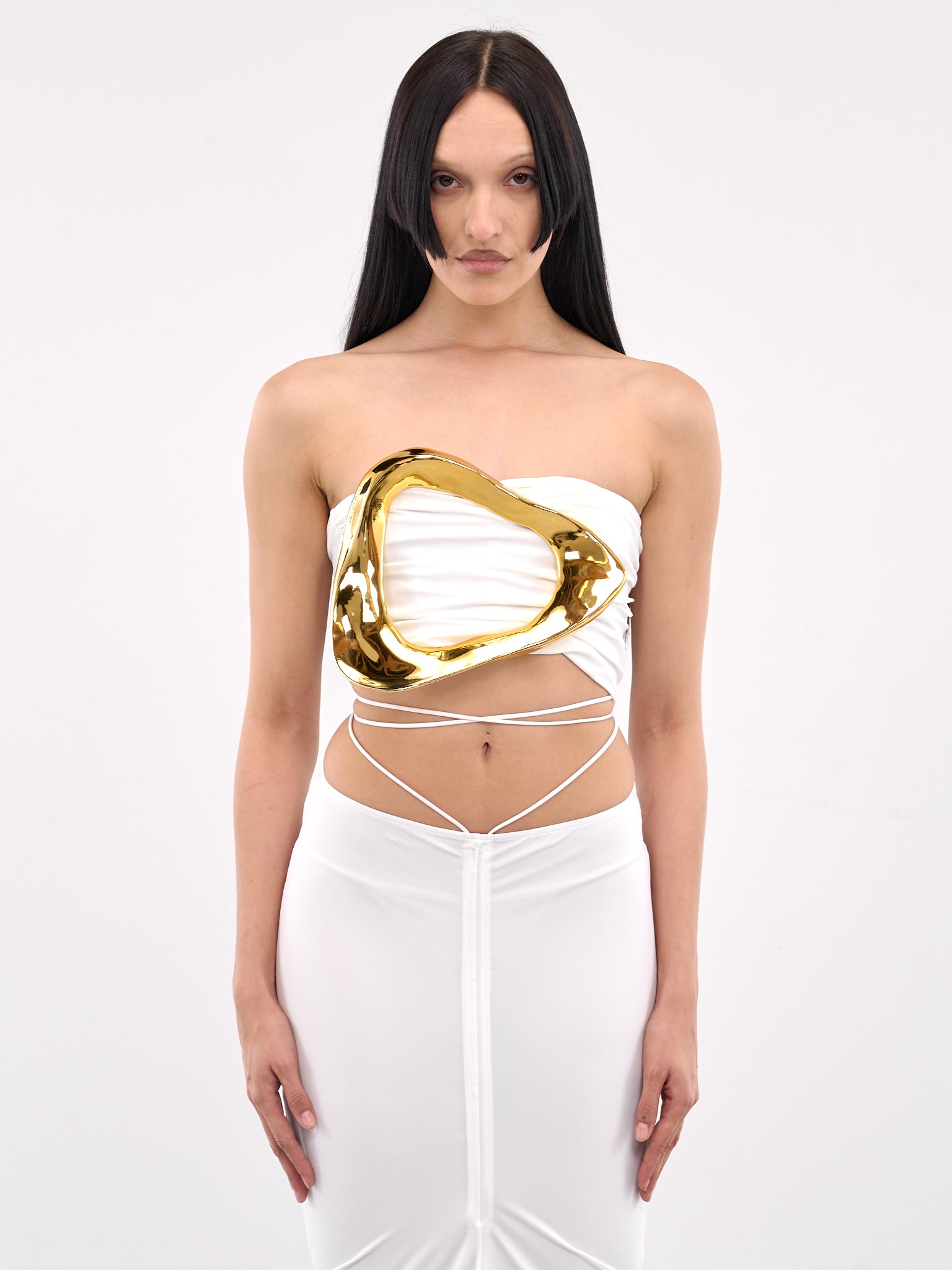 Oversized Buckle Crop Top (TOP11-WG-WHITE)