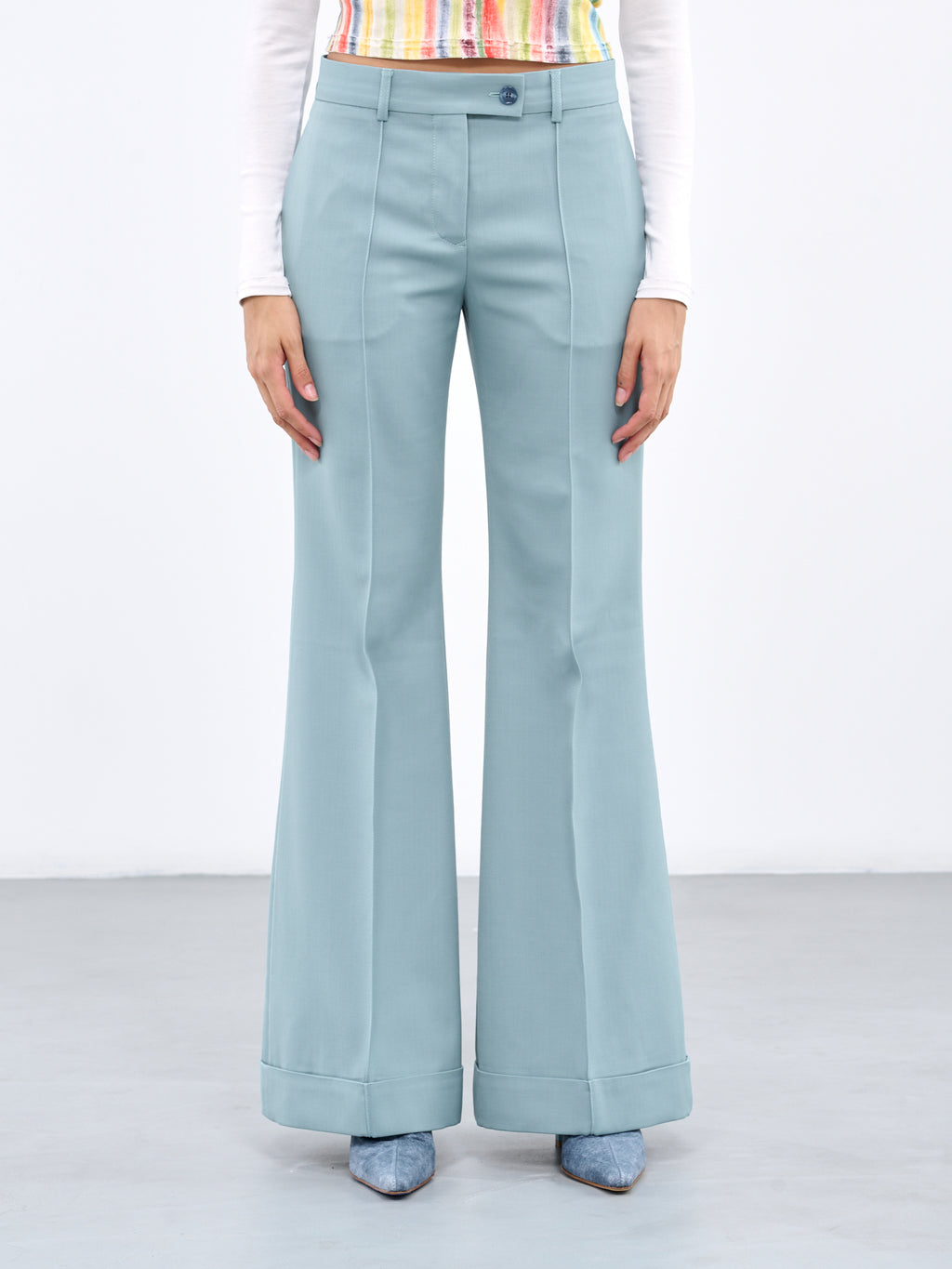 JONES TAILORED BASIC FLARE PANTS (SLATE BLUE)