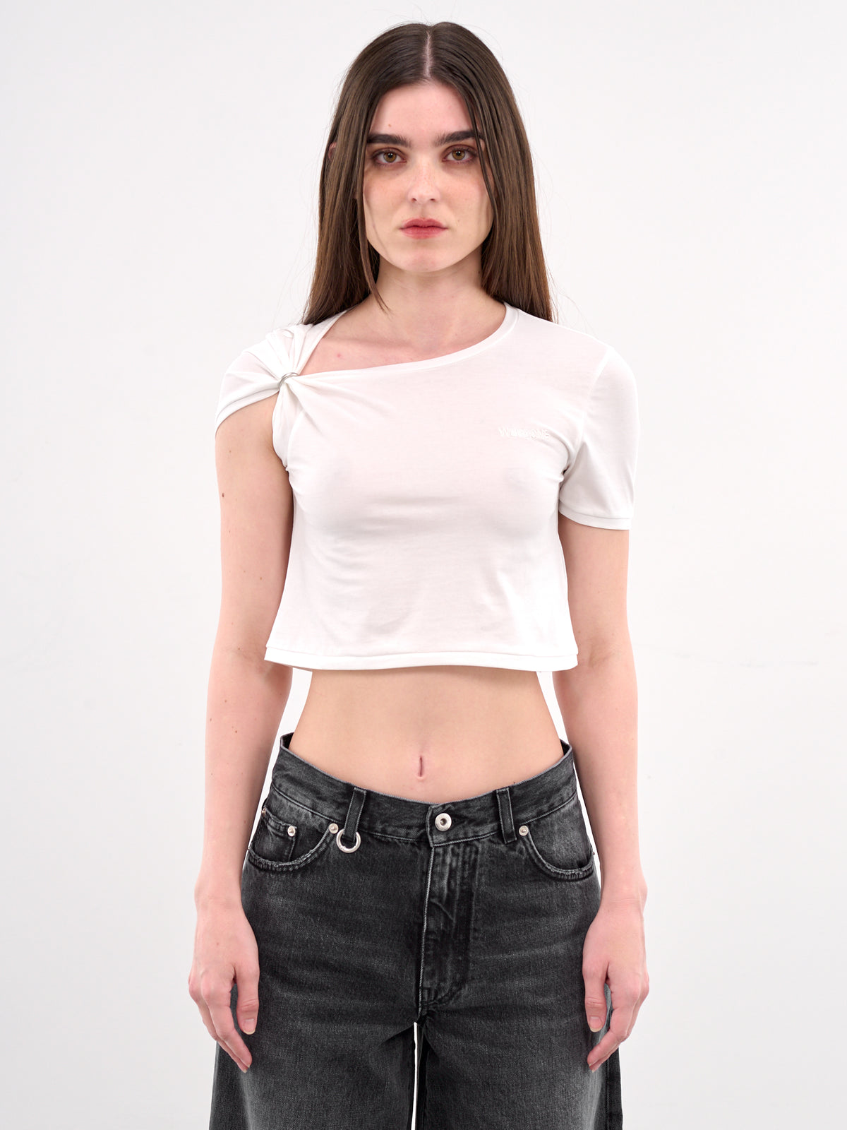 Gathered Crop Tee (TT0-25-713-W-WHITE)