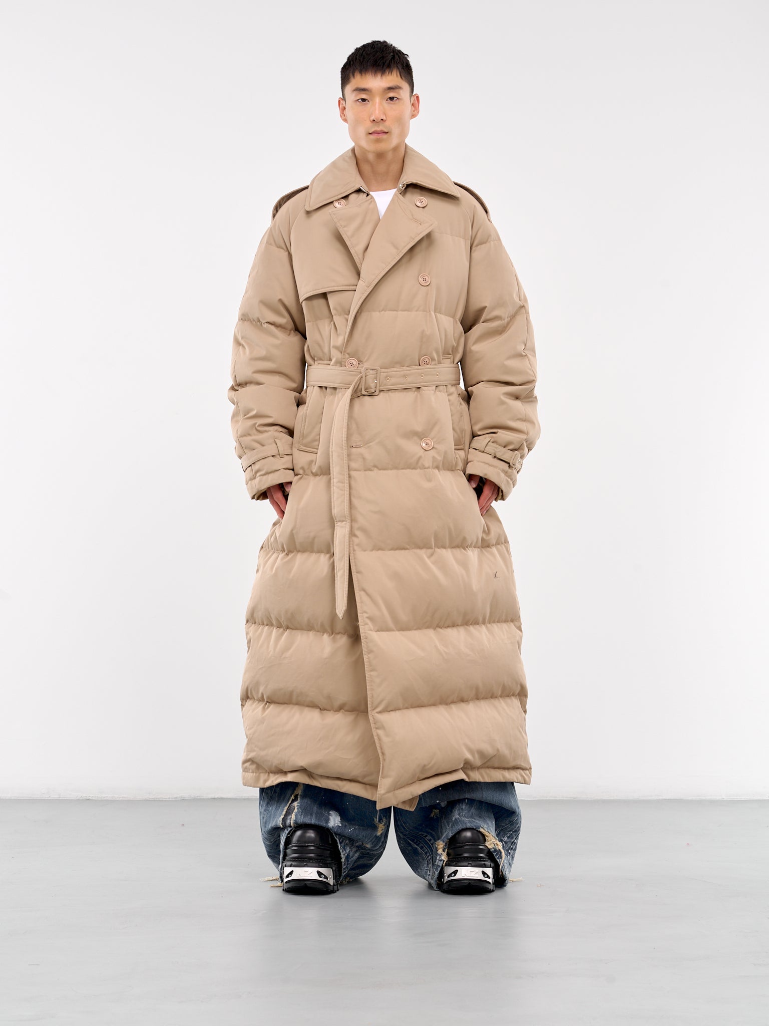 Puffer Trench Coat (UA65CO209S-BEIGE)