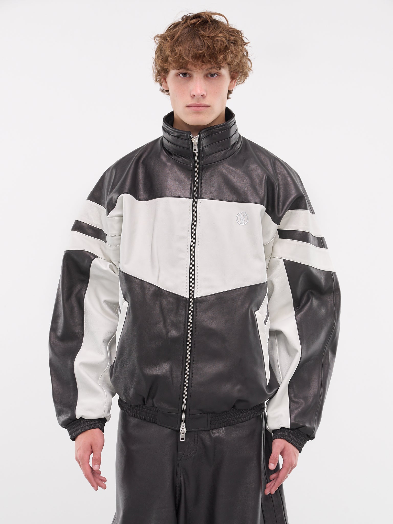 Leather Tracksuit Jacket (UA65JA560W-BLACK-WHITE)