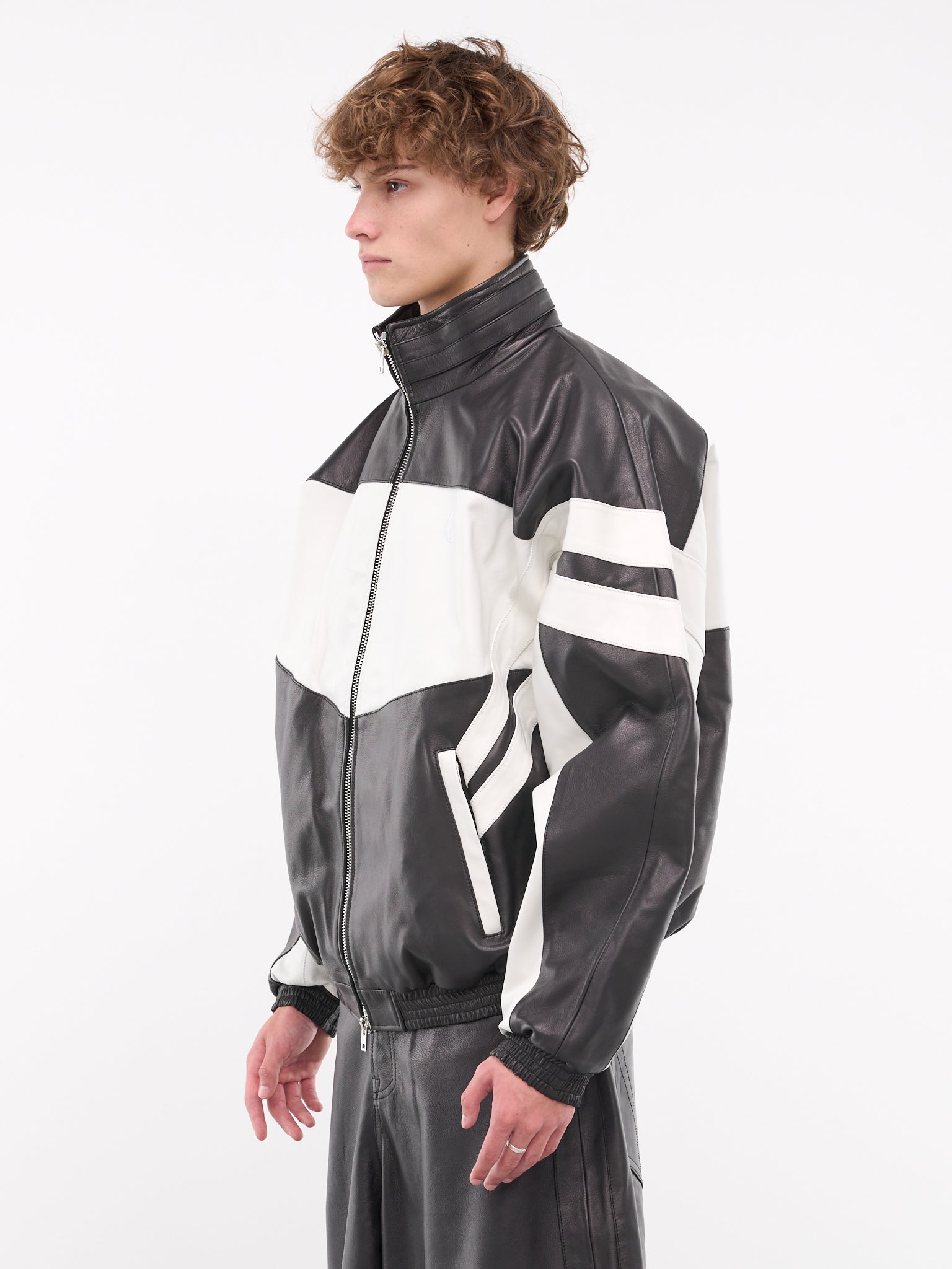 Leather Tracksuit Jacket (UA65JA560W-BLACK-WHITE)