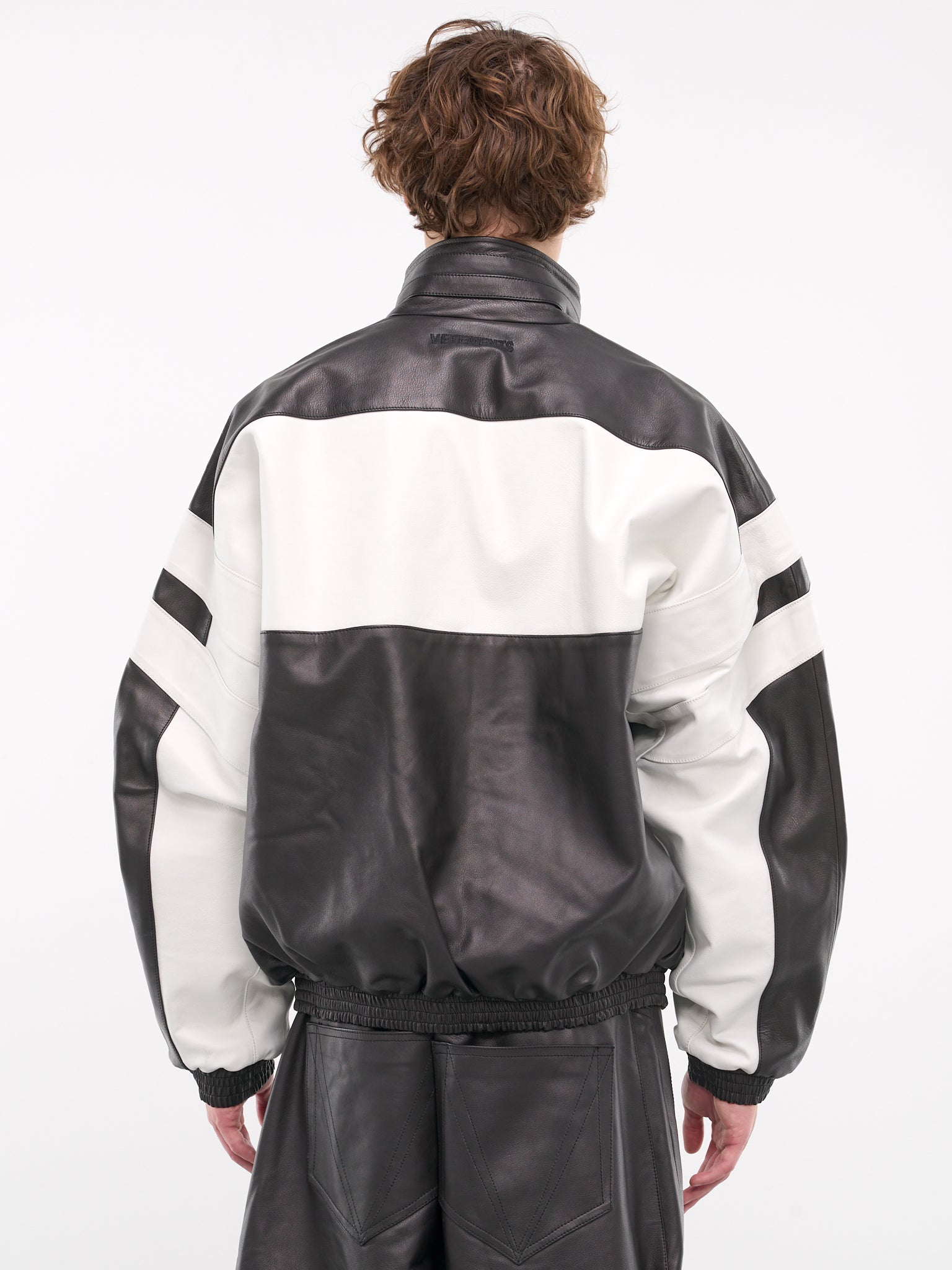 Leather Tracksuit Jacket (UA65JA560W-BLACK-WHITE)